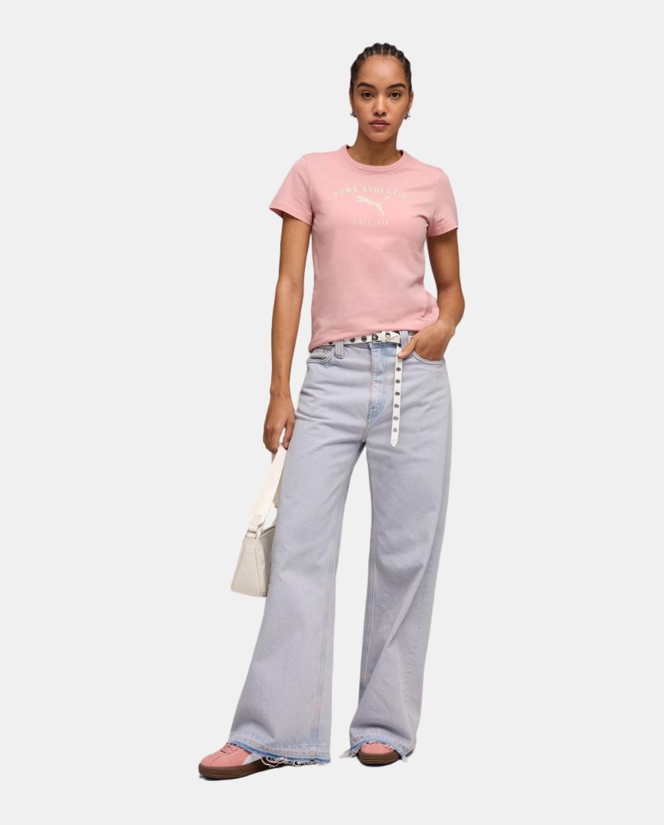 T-shirt Casual de Mulher CLASS Graphic Rosa-3