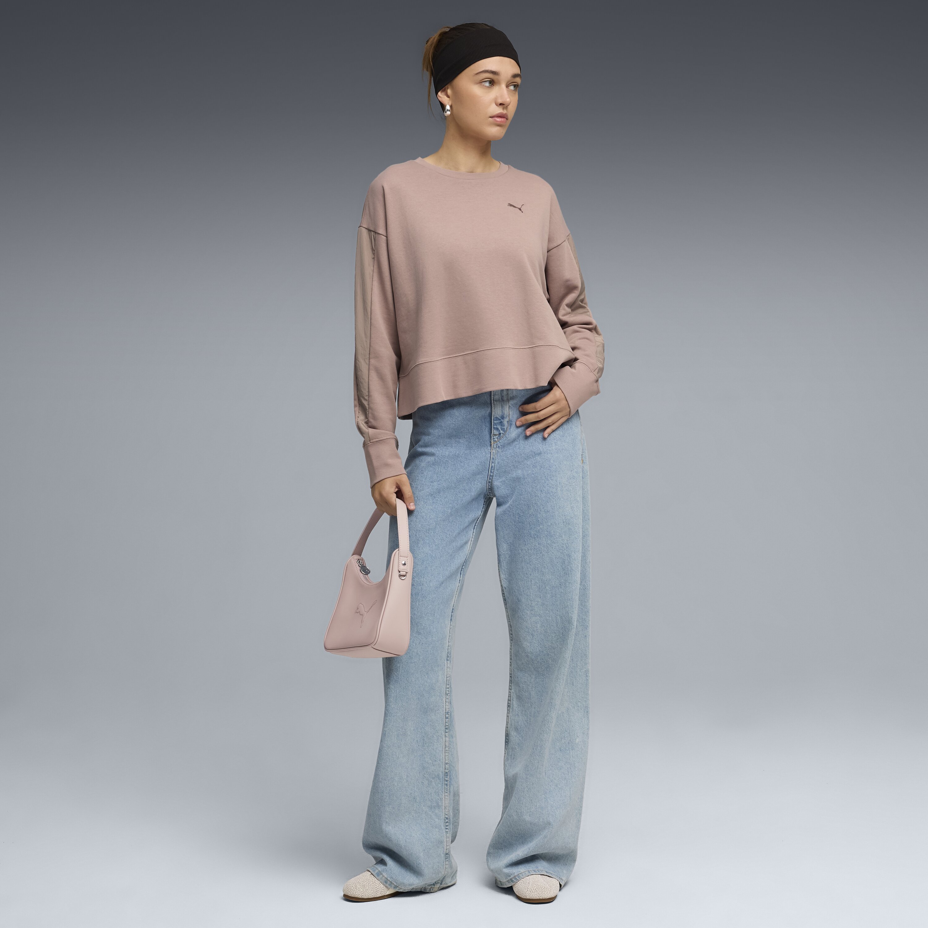 Sweatshirts Casual de Mulher HER Relaxed Crew TR Castanho-3