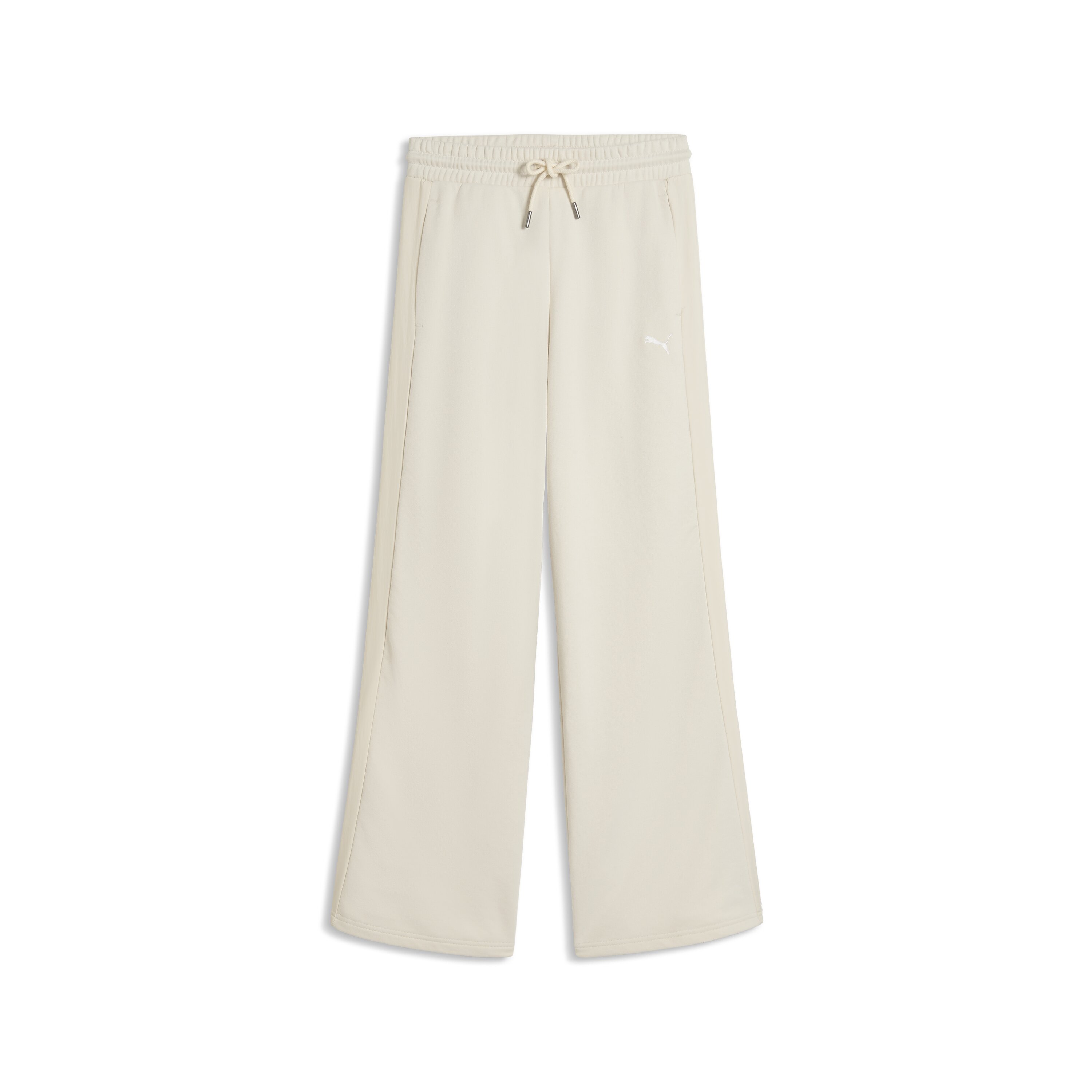 Calças Compridas Casual de Mulher Comfort High-Waist Wide Branco-3