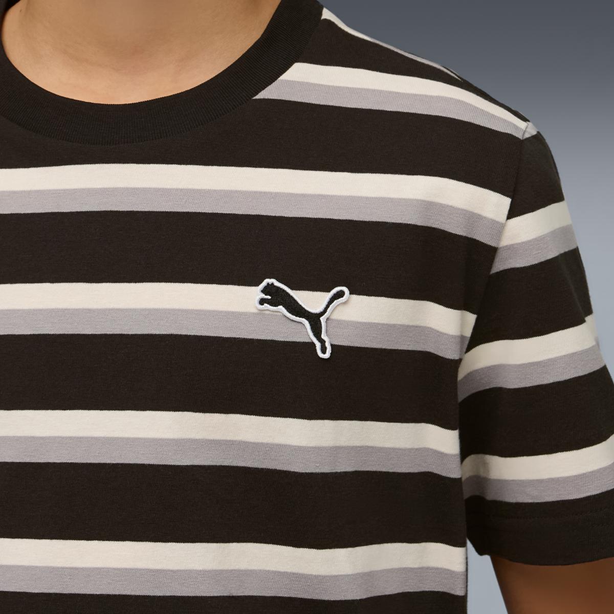 T-shirt Casual de Menino ESS Elevated Striped Preto-3