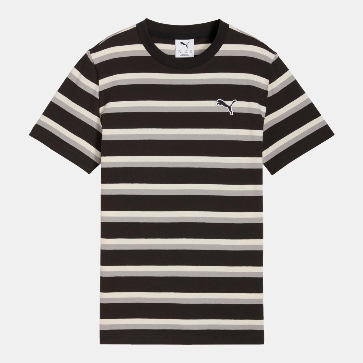 T-shirt Casual de Menino ESS Elevated Striped Preto-5
