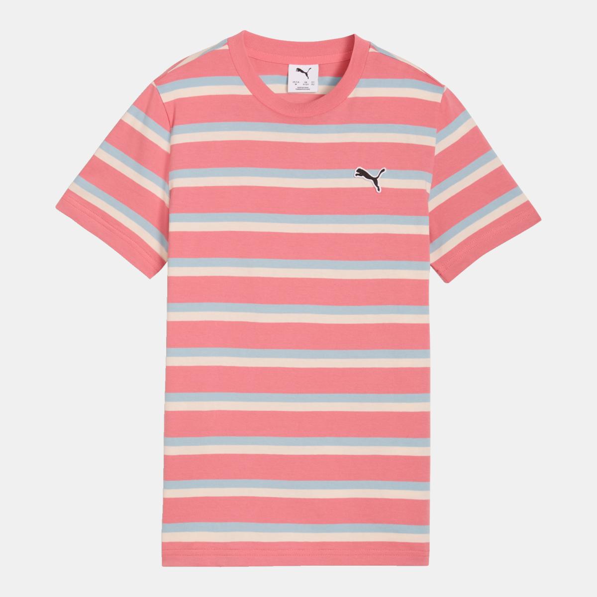 T-shirt Casual de Menino ESS Elevated Striped Rosa-4