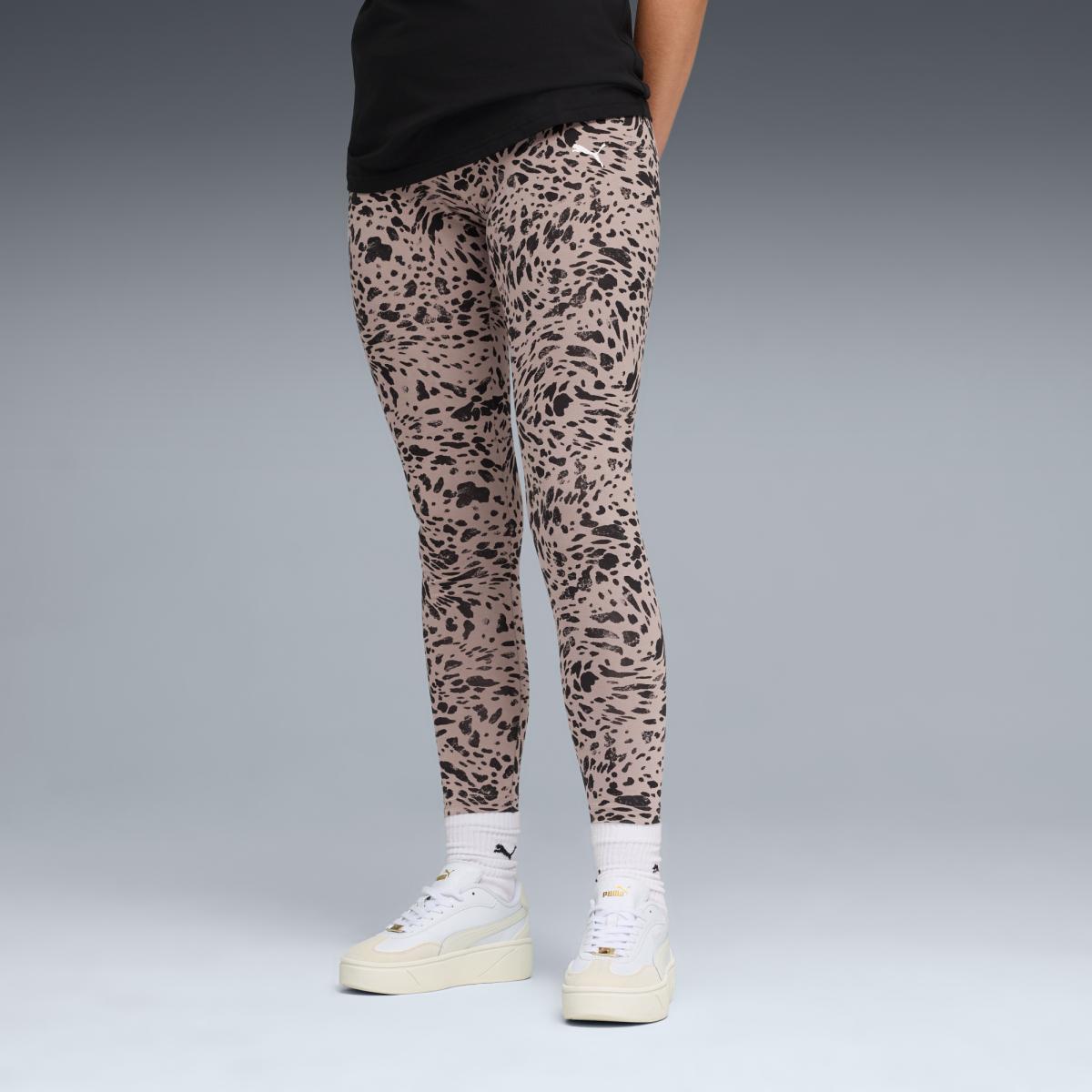 Leggings Casual de Mulher ESS GRAPH Animal Leggings Castanho-1