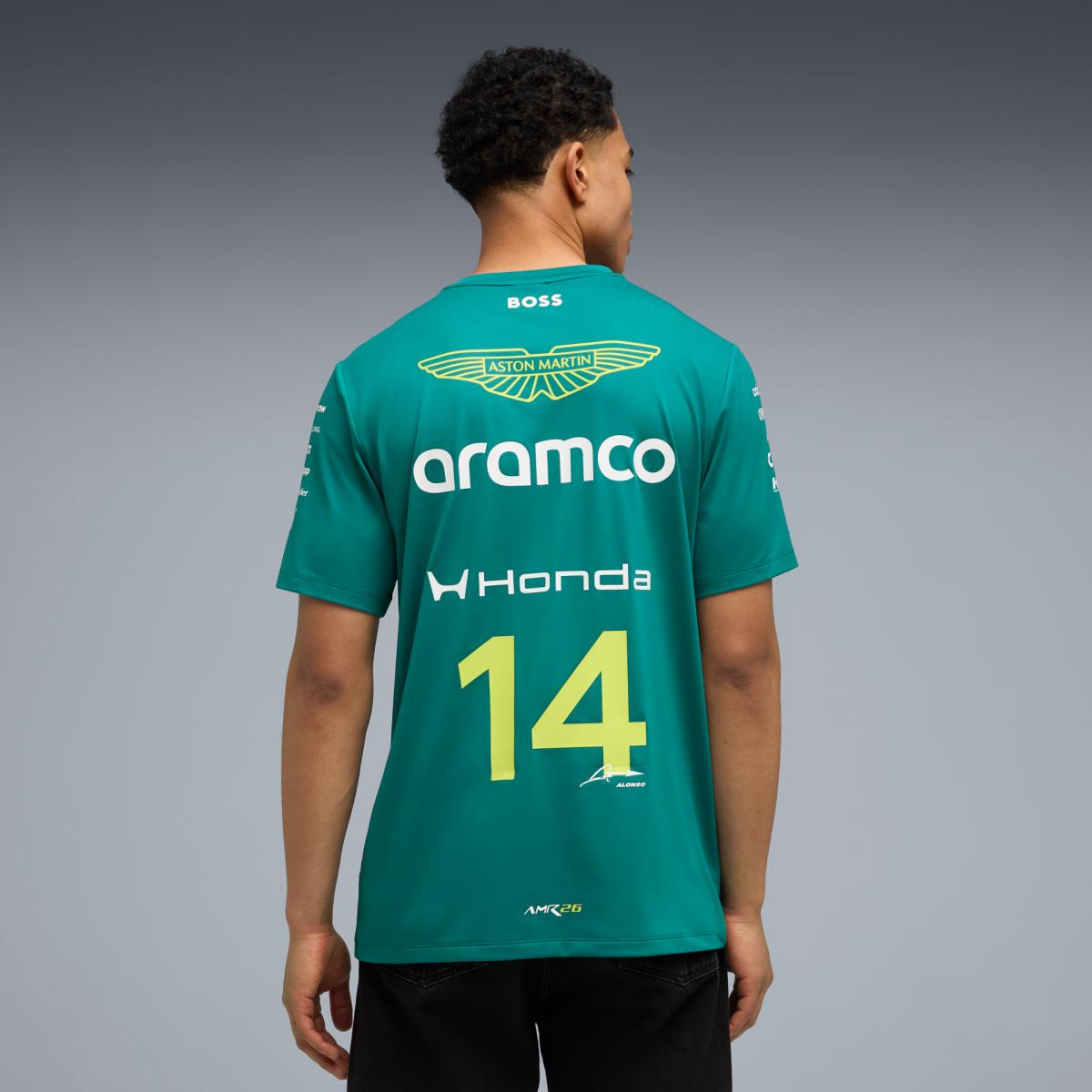 T-shirt Casual de Homem AMF1 Replica Alonso Verde-2