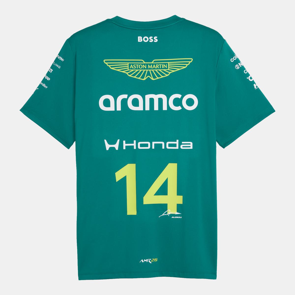 T-shirt Casual de Homem AMF1 Replica Alonso Verde-4