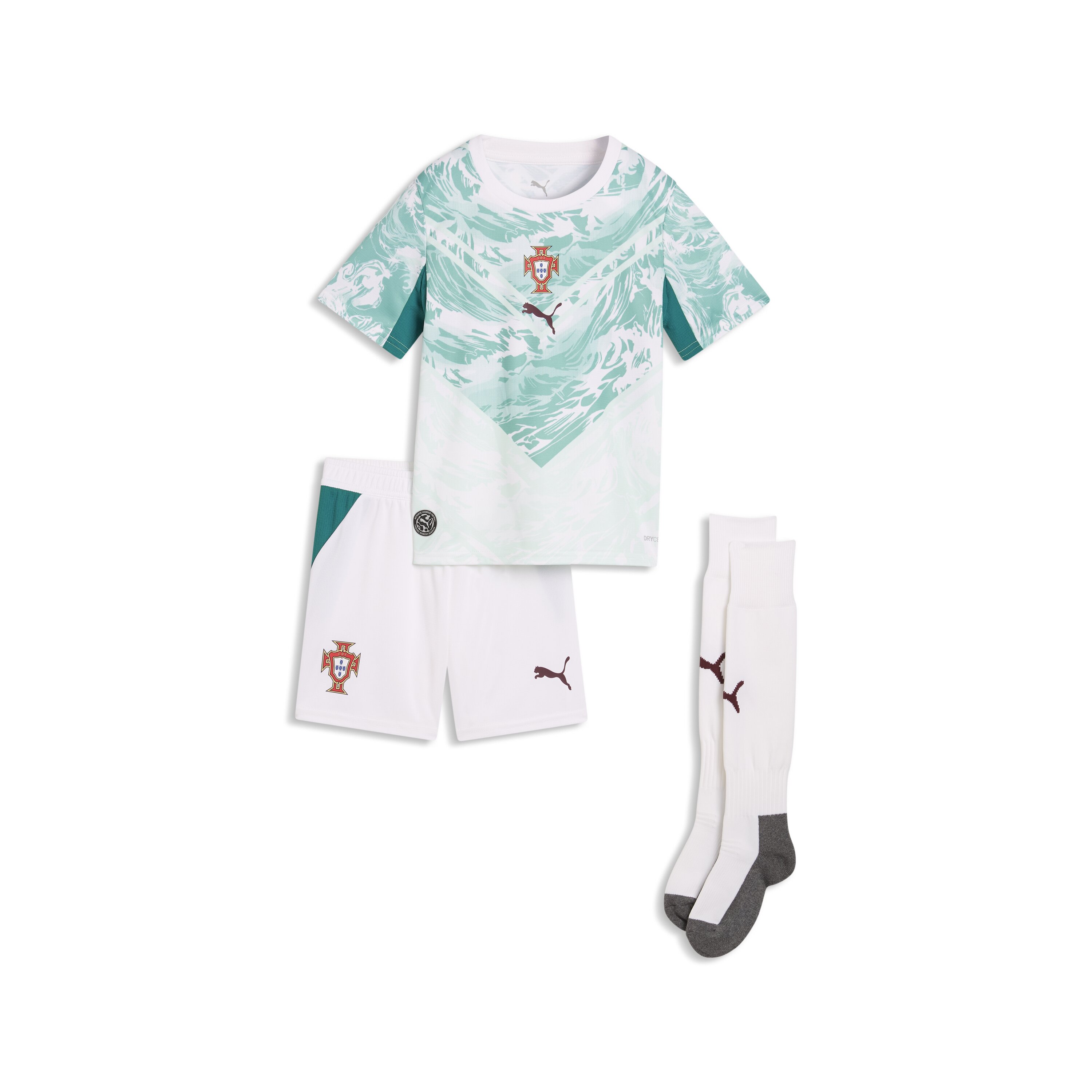 PUMA Chandals de Futbol de Infantil FPF Away Minikit Blanco / Verde
