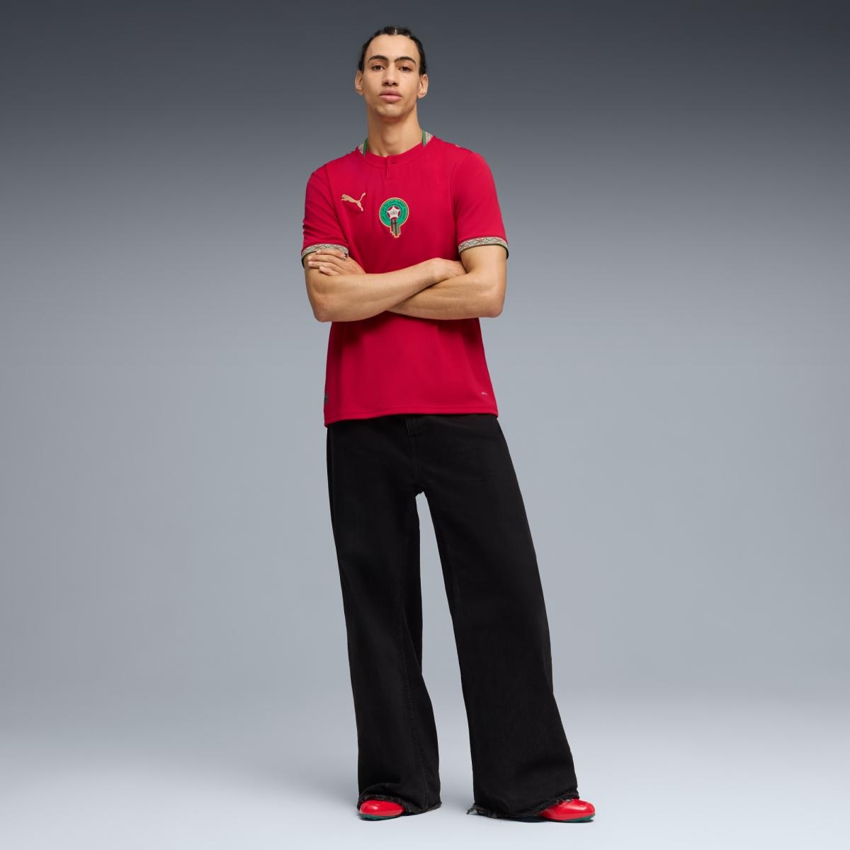 T-shirt de Homem 1.º Equipamento Marrocos Mundial 2026 Vermelho-5