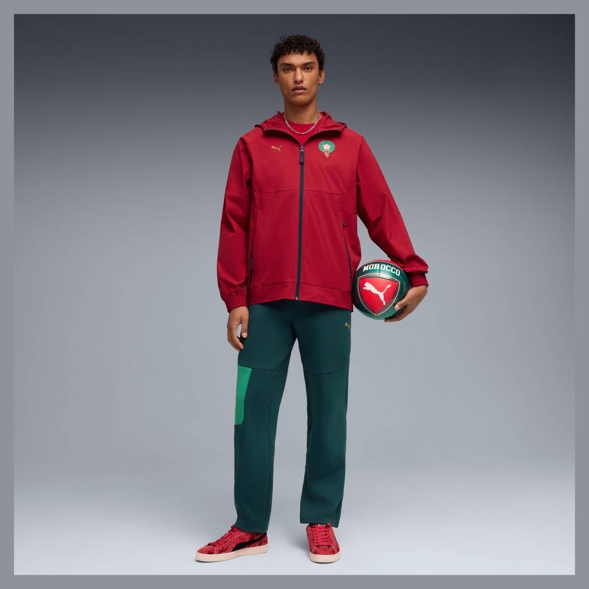 Casaco Pré-Jogo de Homem Marrocos Vermelho-4
