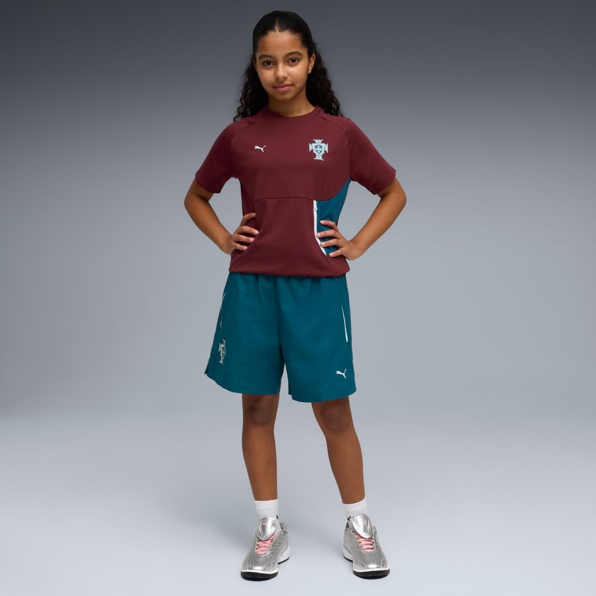 Calções de Futebol Infantil FPF Relaxed Woven Jr Puma Verde-4