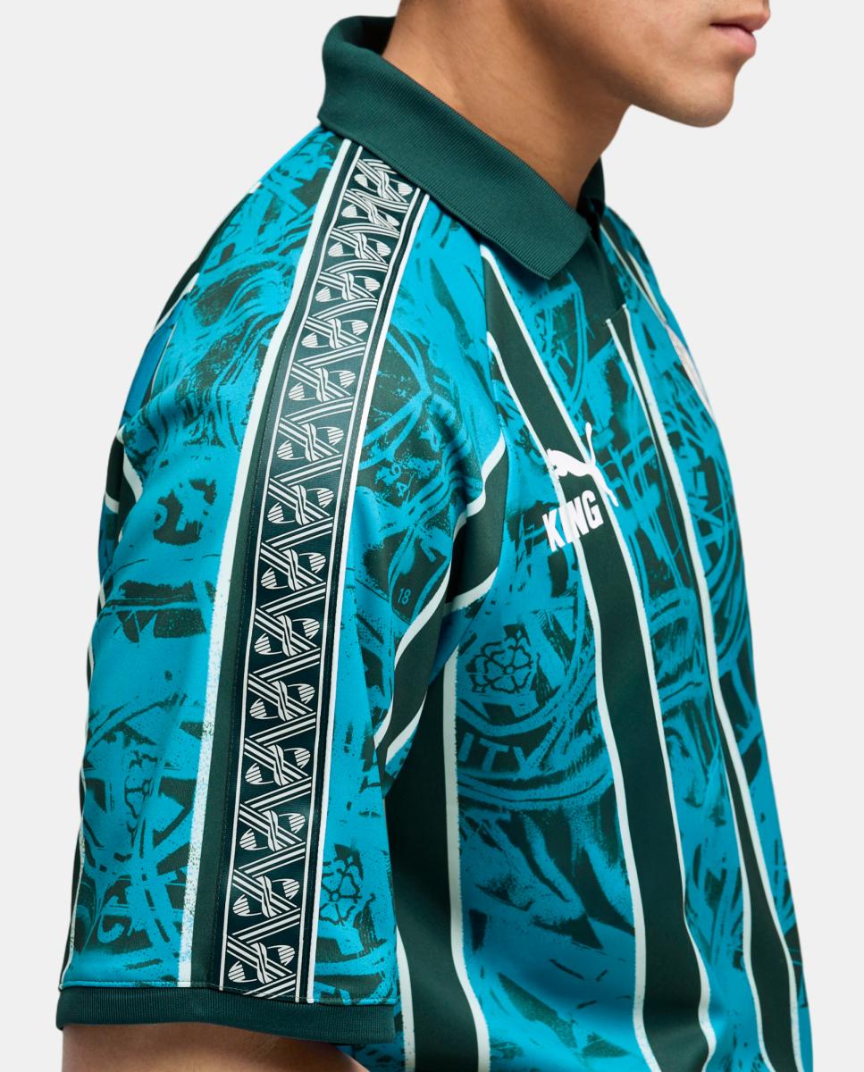 T-shirt de Futebol de Homem Replica MCFC KING Retro Azul-2