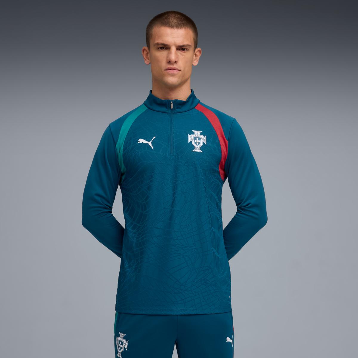 Casaco de Treino 1/4 Zip Portugal Puma Verde-3