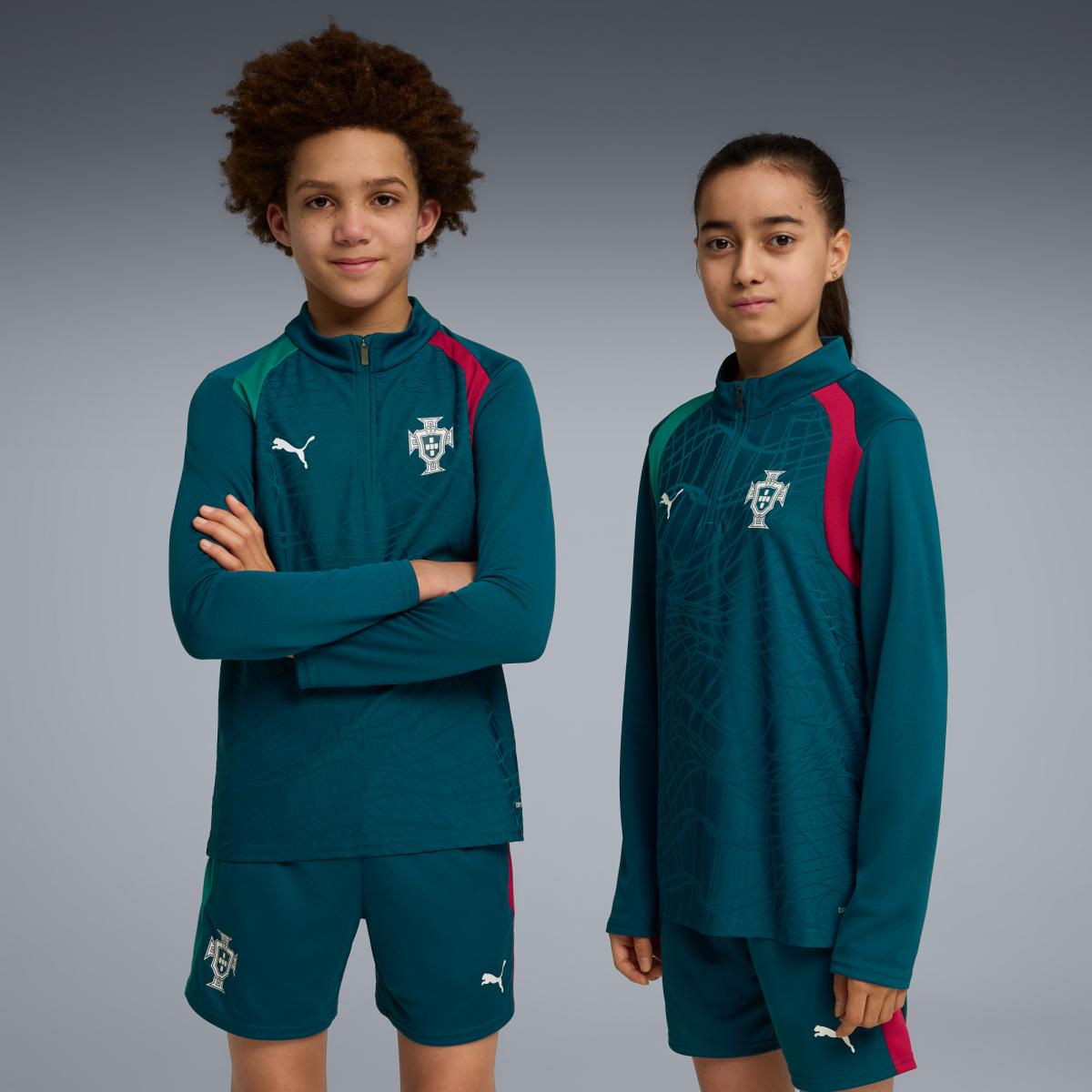 T-shirt de Futebol Infantil FPF Training 1/4 Zip Jr Puma Verde-3