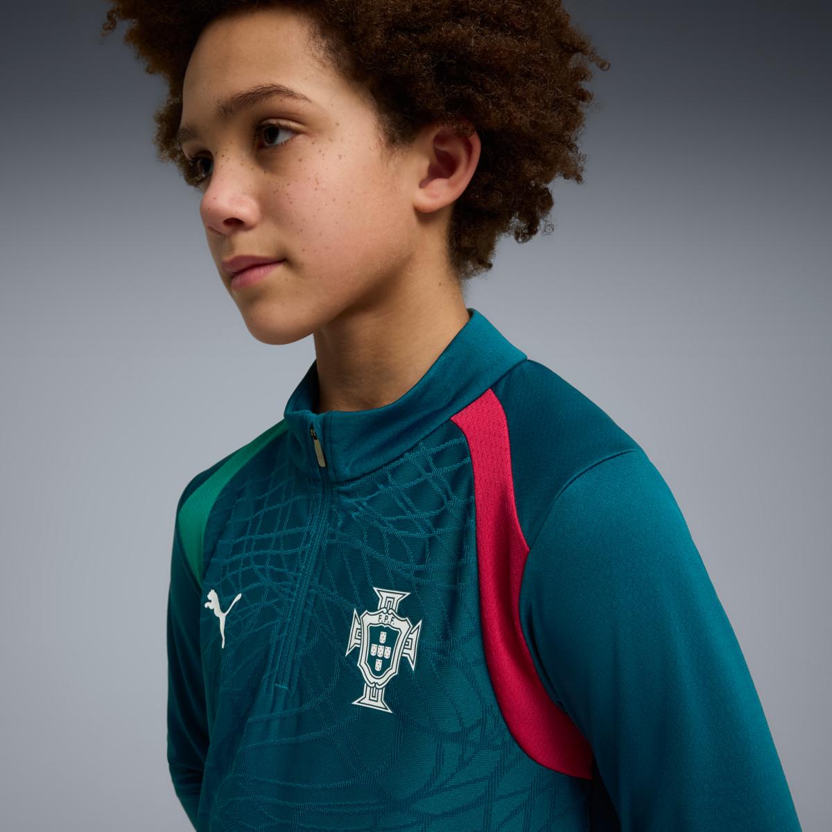 T-shirt de Futebol Infantil FPF Training 1/4 Zip Jr Puma Verde-4