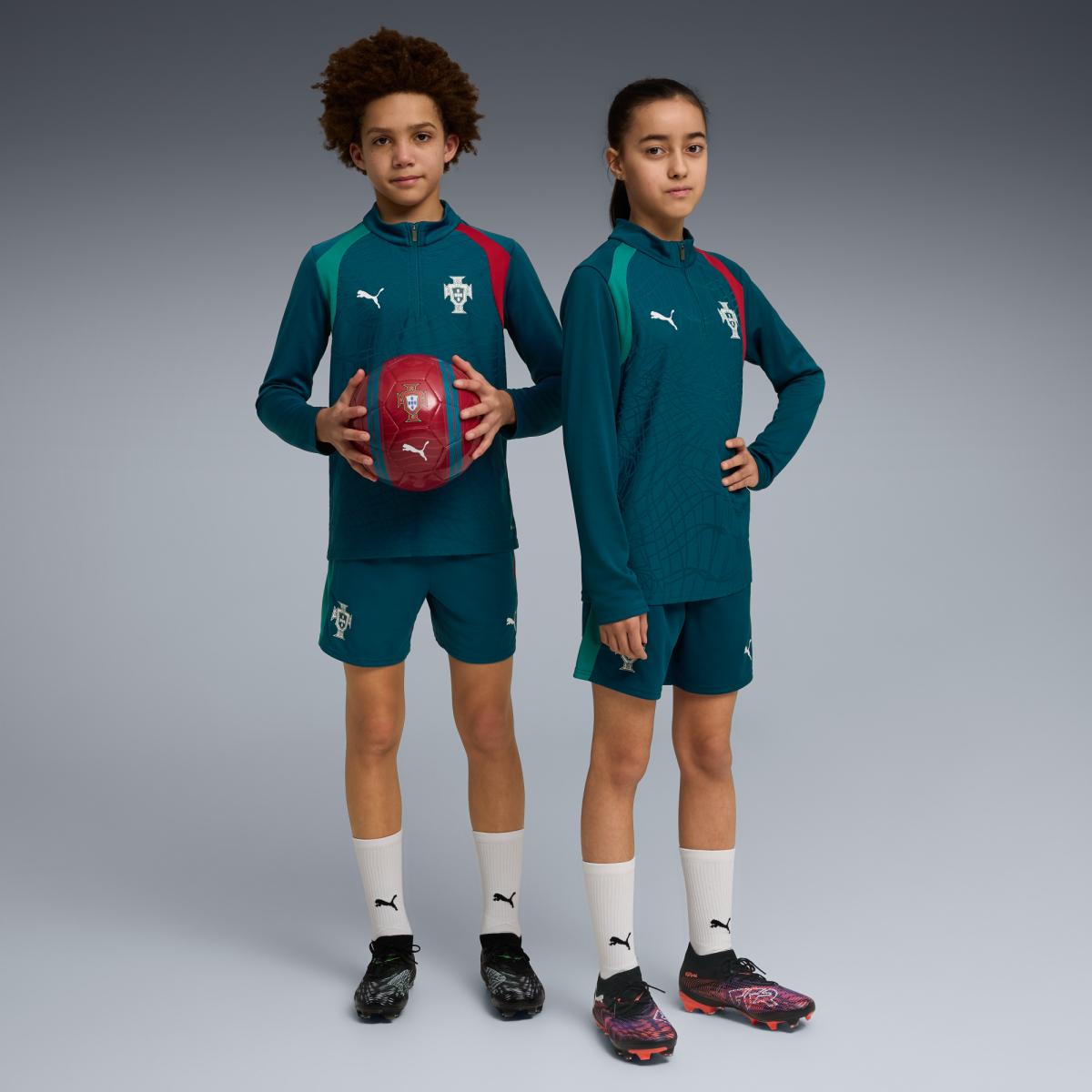 T-shirt de Futebol Infantil FPF Training 1/4 Zip Jr Puma Verde-5