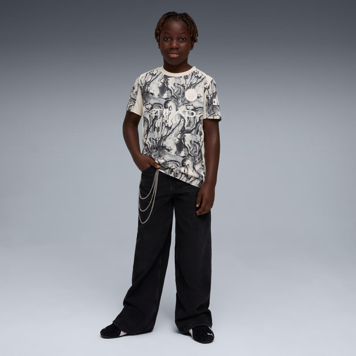 T-shirt de Futebol de Criança MCFC YOH Replica Jr Cinzento-4