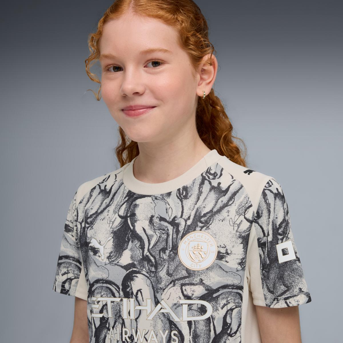 T-shirt de Futebol de Criança MCFC YOH Replica Jr Cinzento-5