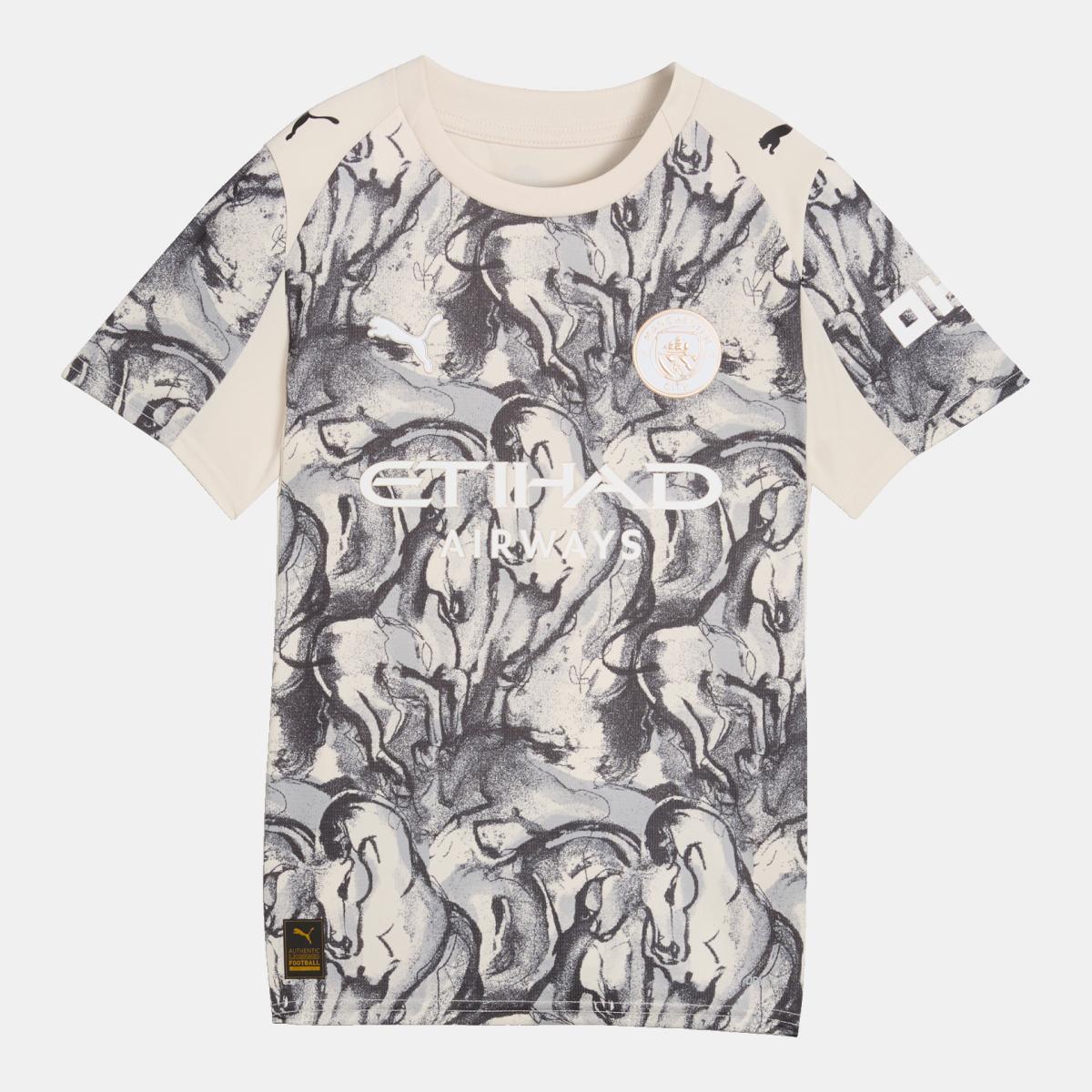 T-shirt de Futebol de Criança MCFC YOH Replica Jr Cinzento-6