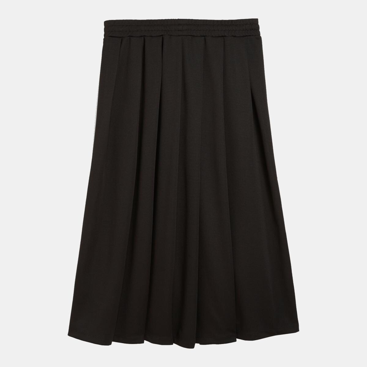 Saia Casual de Mulher T7 Midi Pleated Preto-2