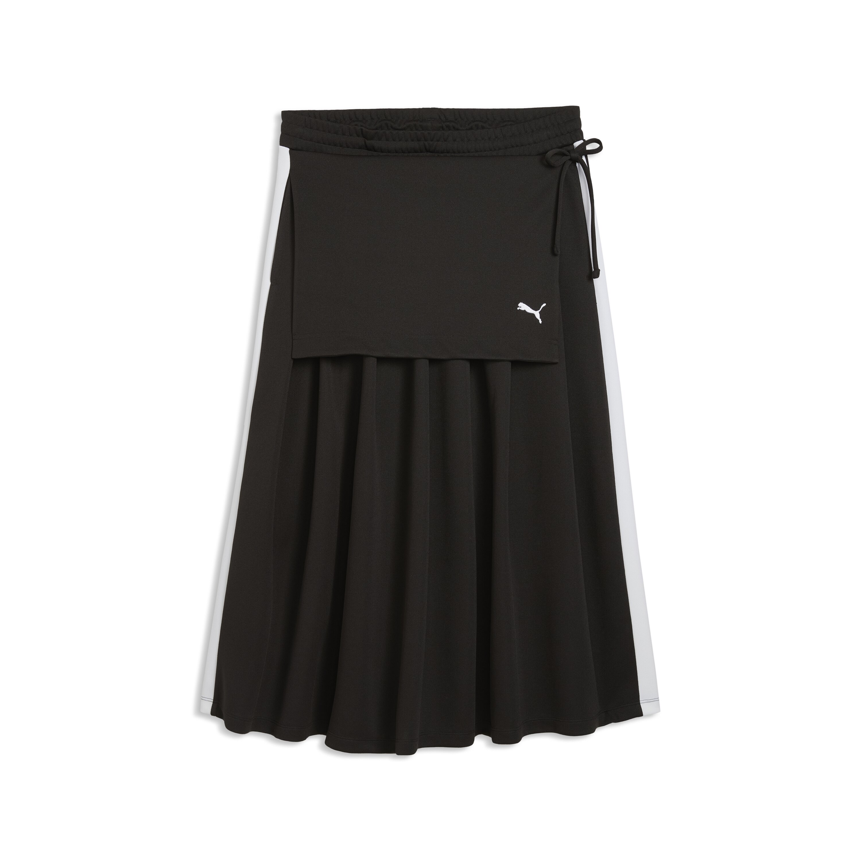 Saia Casual de Mulher T7 Midi Pleated Preto-3