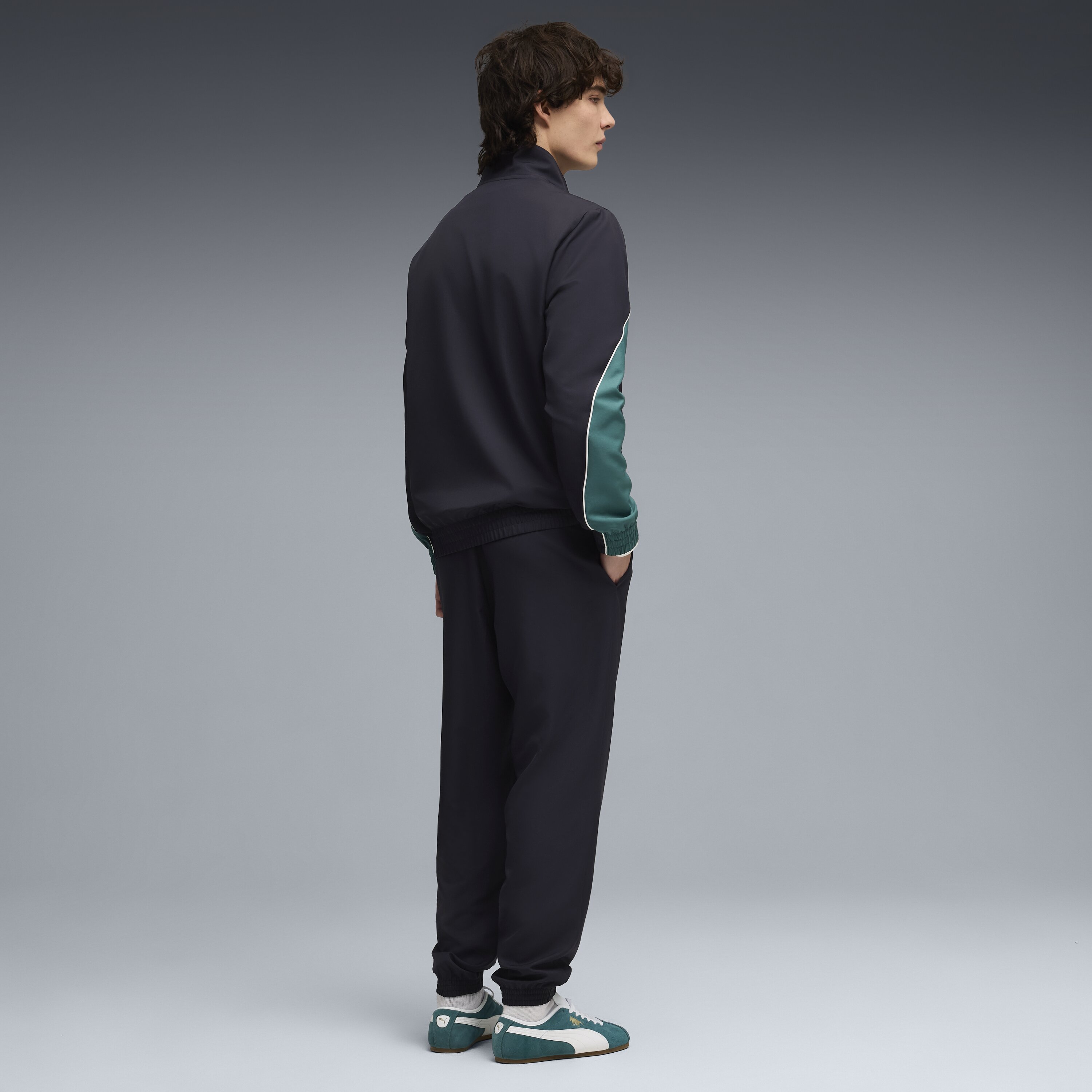 Fato de Treino Casual de Homem Woven Colorblock Suit Verde-2
