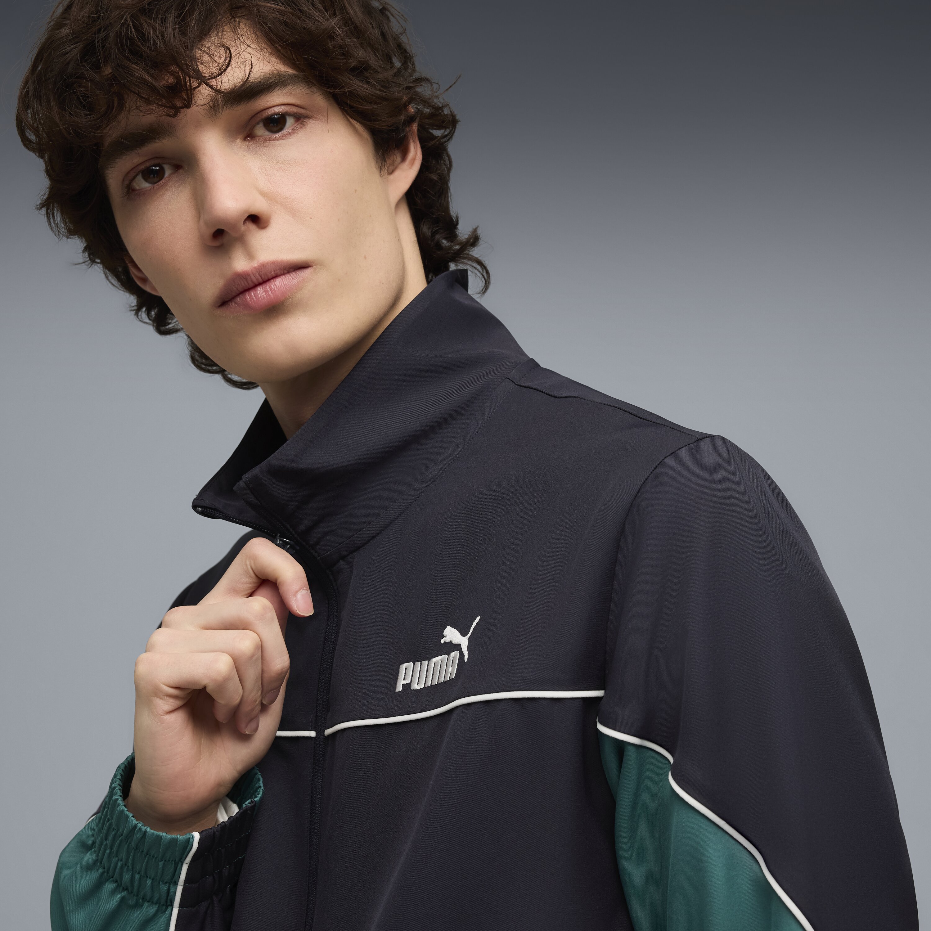 Fato de Treino Casual de Homem Woven Colorblock Suit Verde-3