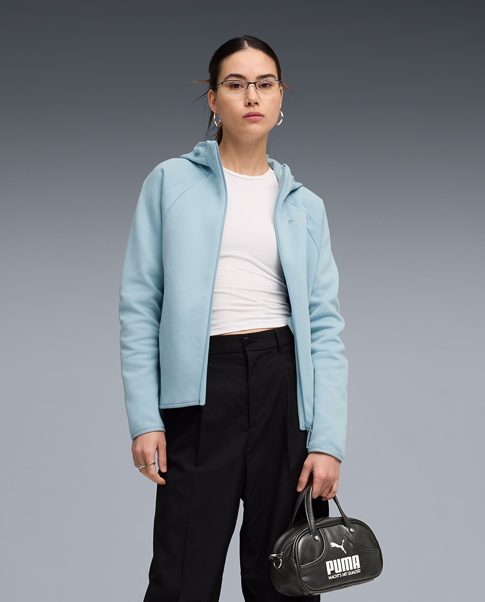 Sweatshirt Evostripe Full-Zip Hoodie DK de Mulher Azul-1