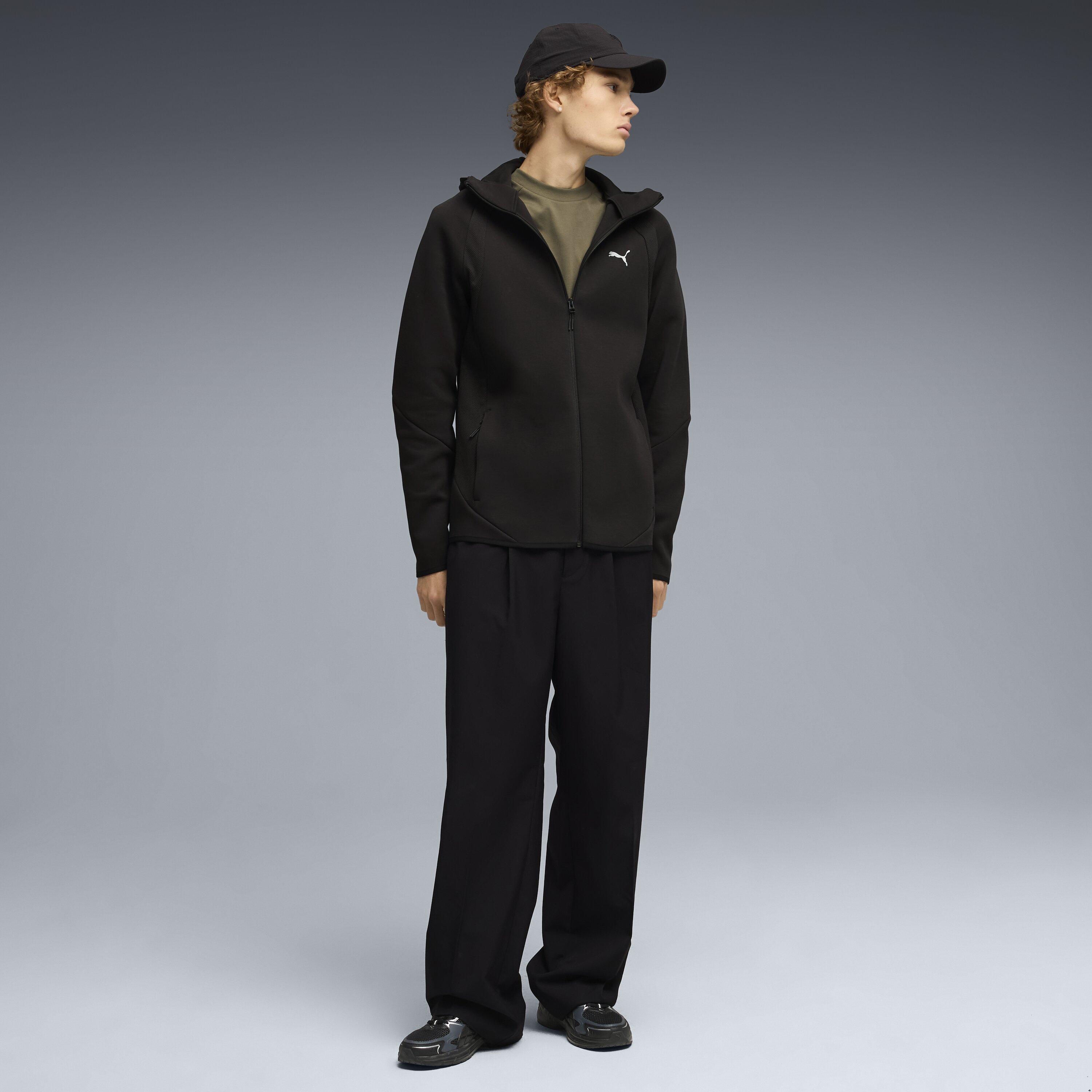 Sweatshirt Evostripe FZ Hoodie DK de Homem Preto-3