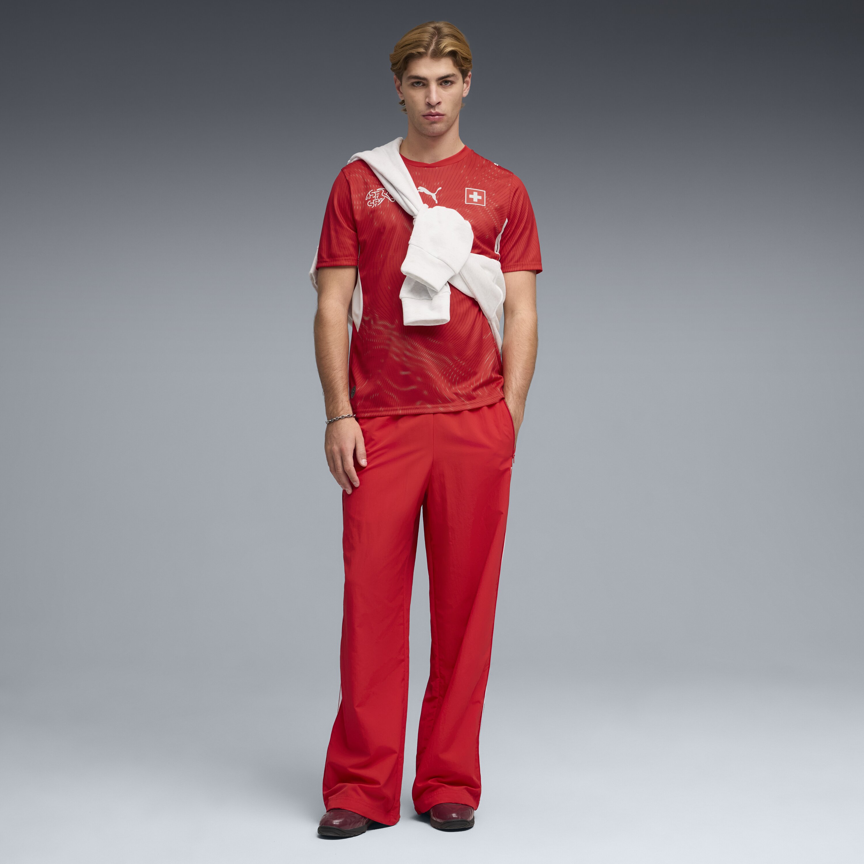 T-shirt de Homem 1.º Equipamento Suíça Mundial 2026 Branco-3
