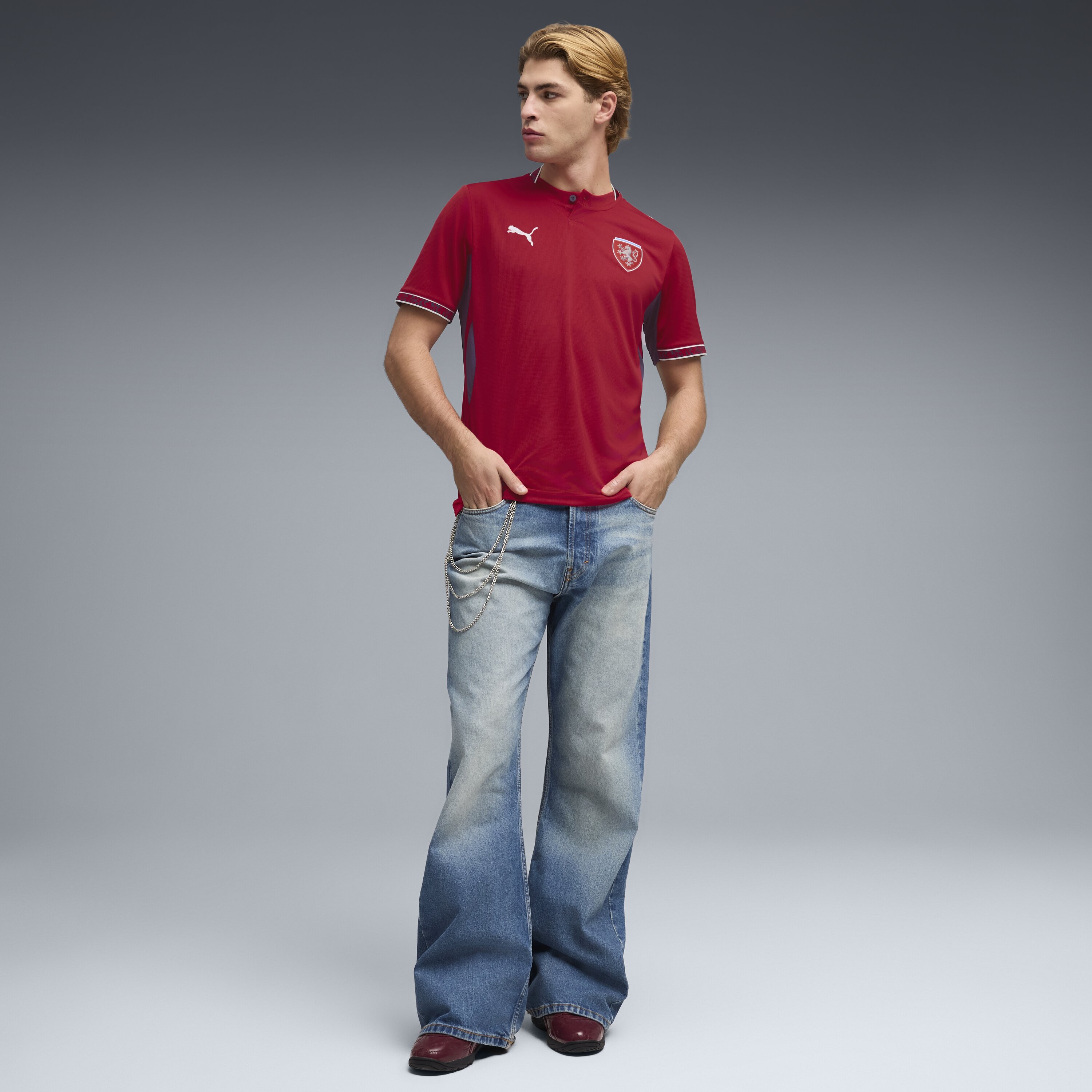 T-shirt de Homem 1.º Equipamento República Checa Mundial 2026 Vermelho-5