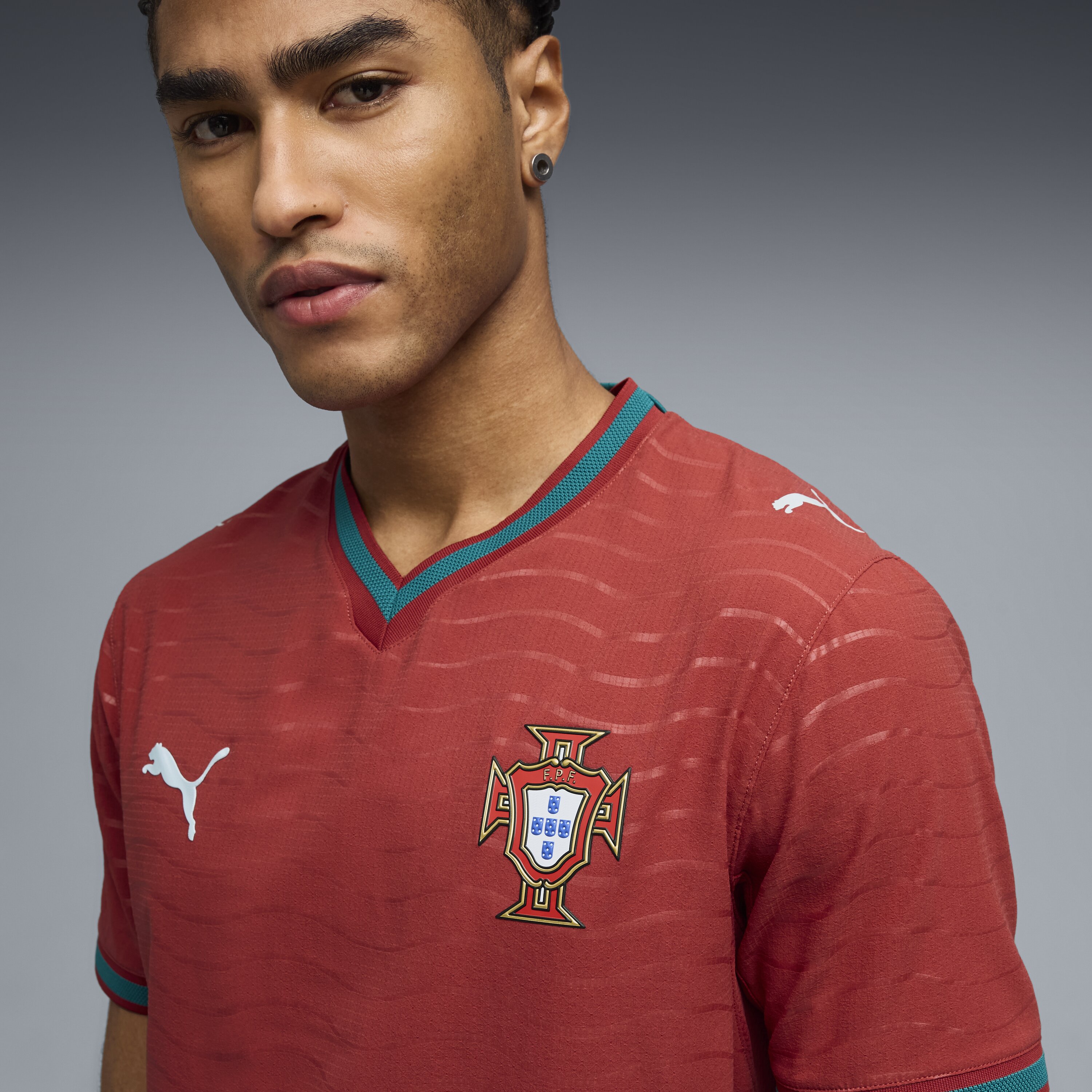 T-shirt de Homem 1.º Equipamento Portugal Mundial Authentic 2026 Verde / Vermelho-3
