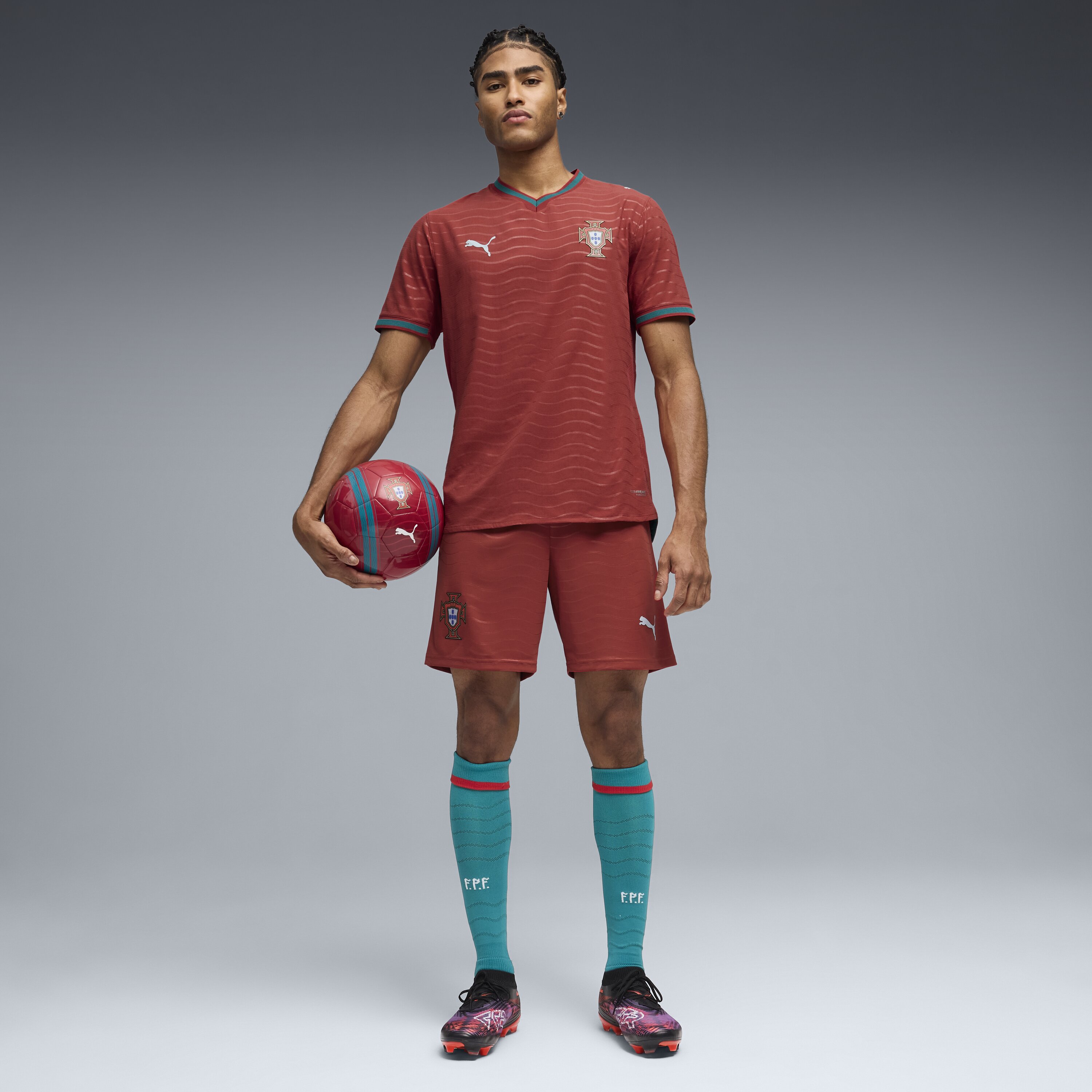 T-shirt de Homem 1.º Equipamento Portugal Mundial Authentic 2026 Verde / Vermelho-5