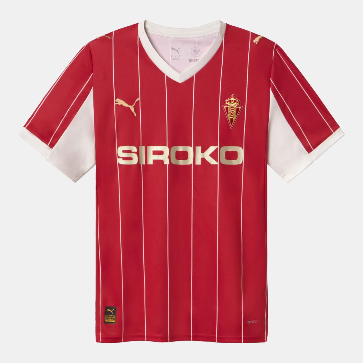 T-shirt de Futebol de Homem Sporting Gijon Retro Jersey Vermelho-1