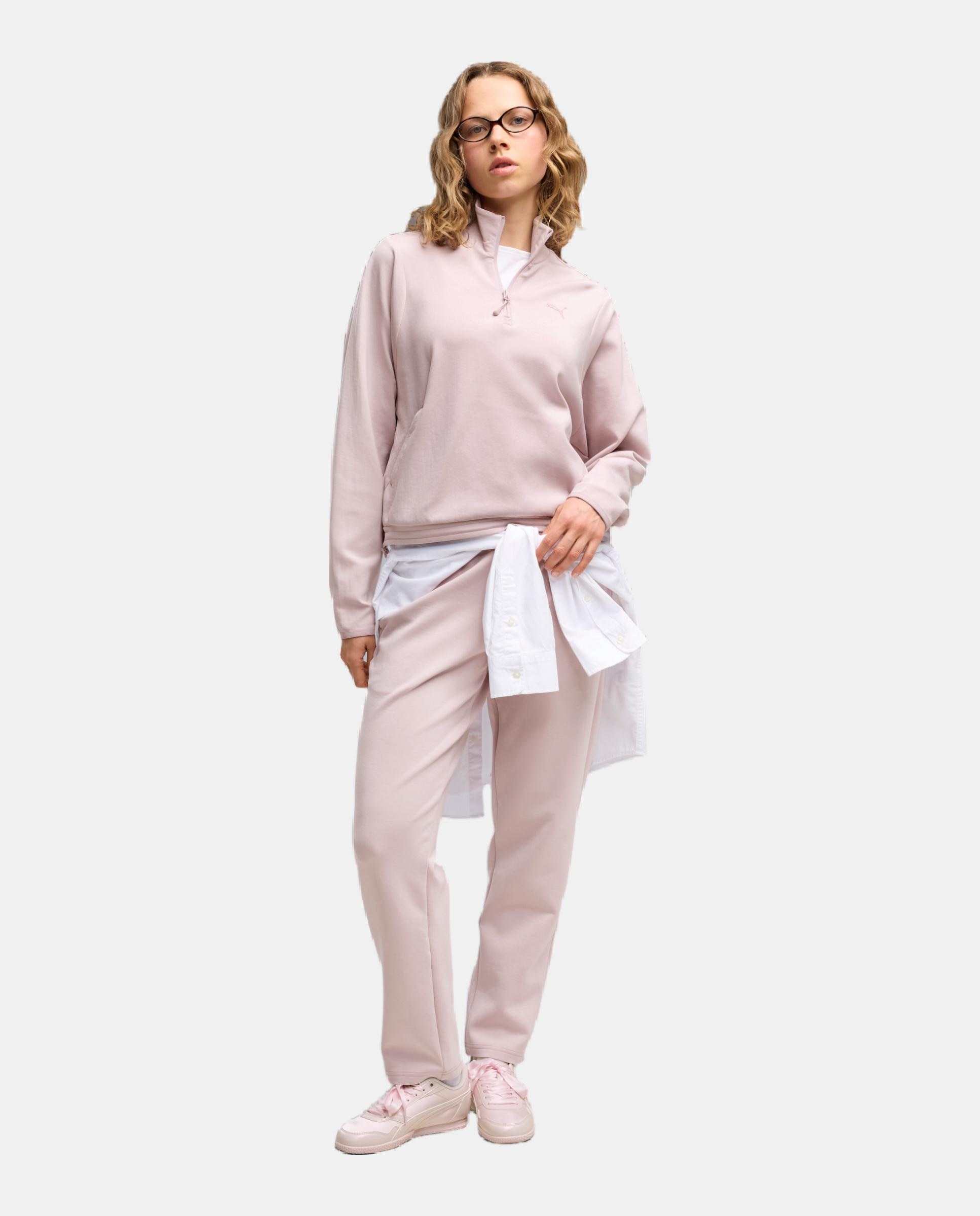 Sudadera de Casual de Mujer PUMATECH SENSE Relaxed Half-Zi Puma - Rosa Rosa-1