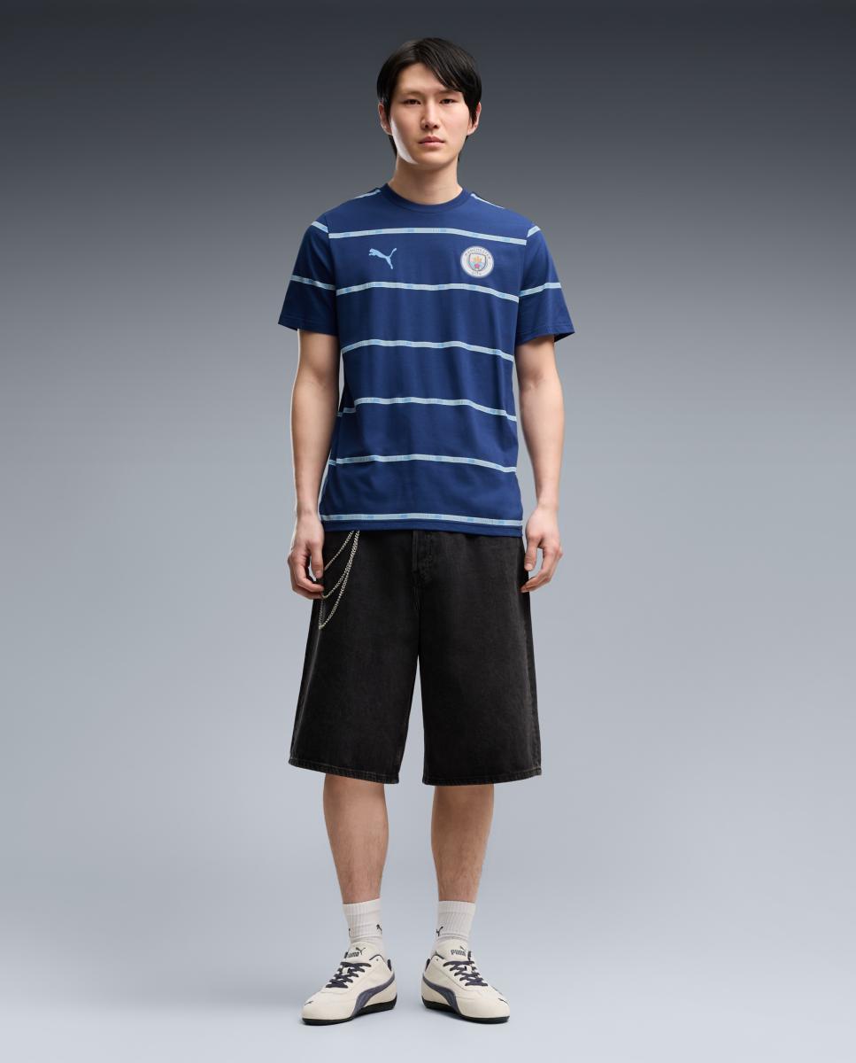 T-shirt de Futbol de Homem Manchester City FtblCulture Tee AOP Azul-3