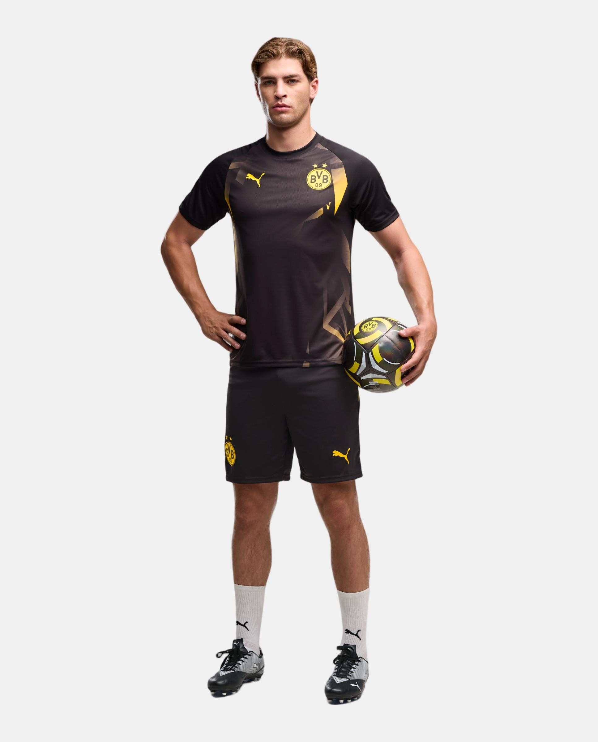 T-shirts M/C de Futebol de Homem BVB Warm Up Jersey Preto-3