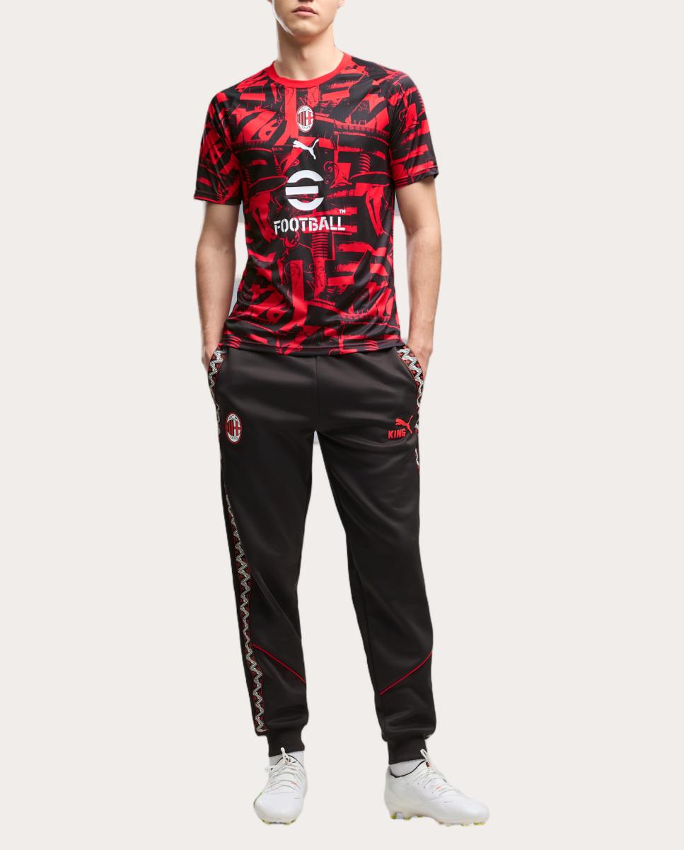 T-shirt de Futebol de Homem AC Milan Warm Up Jersey Vermelho-3