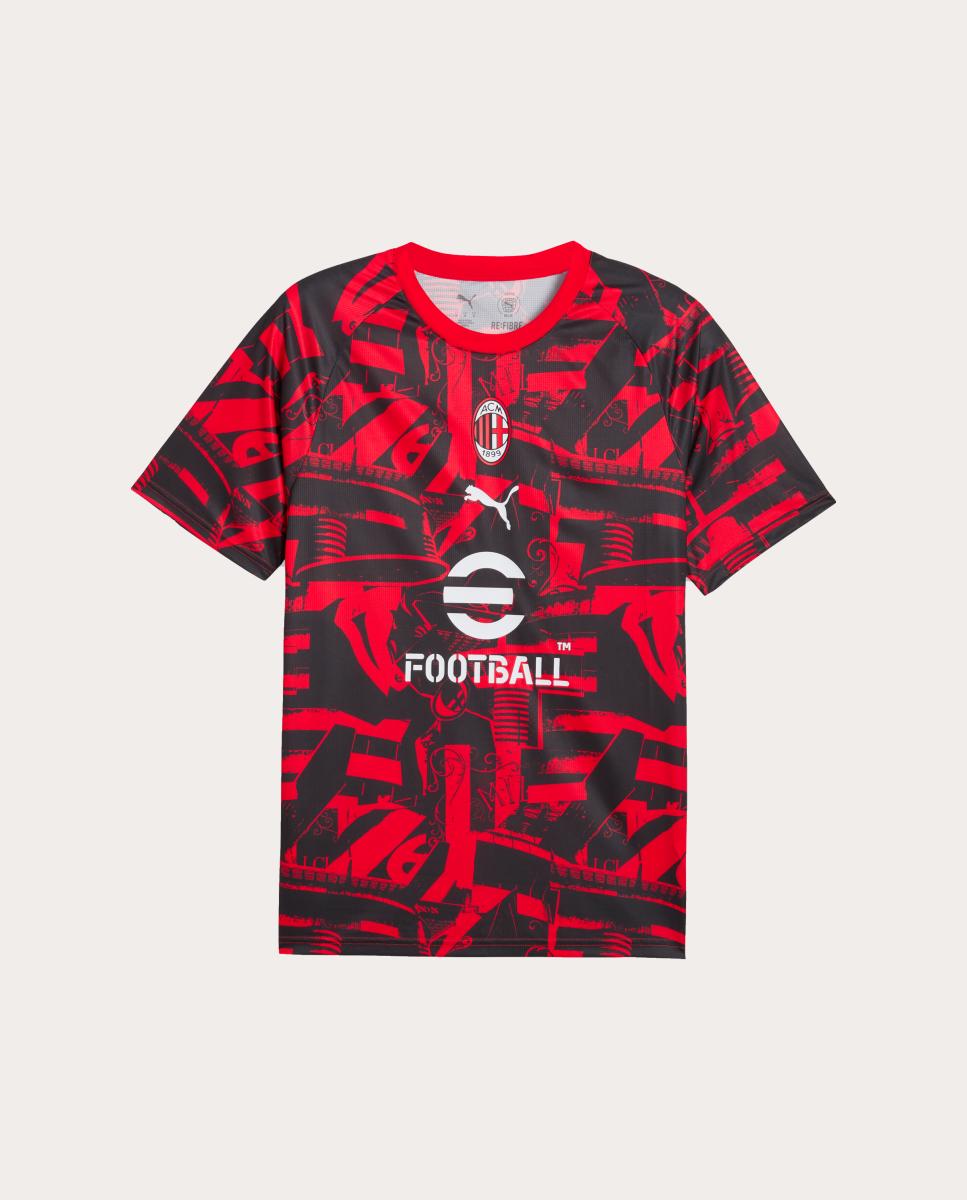 T-shirt de Futebol de Homem AC Milan Warm Up Jersey Vermelho-4