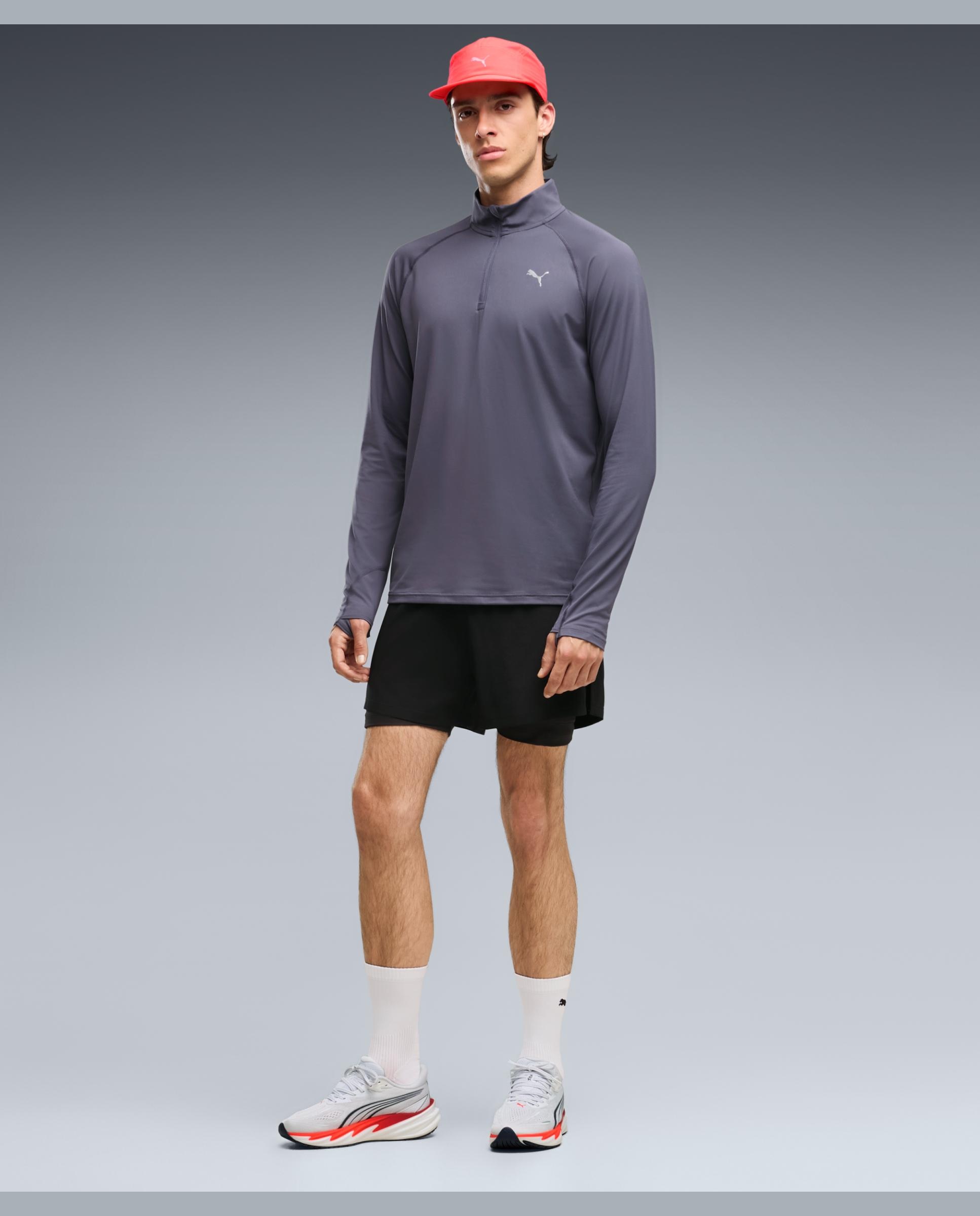 Camisola de Manga Comprida de Running de Homem M Run Velocity Cloudspun 1/4 Z Roxo-5