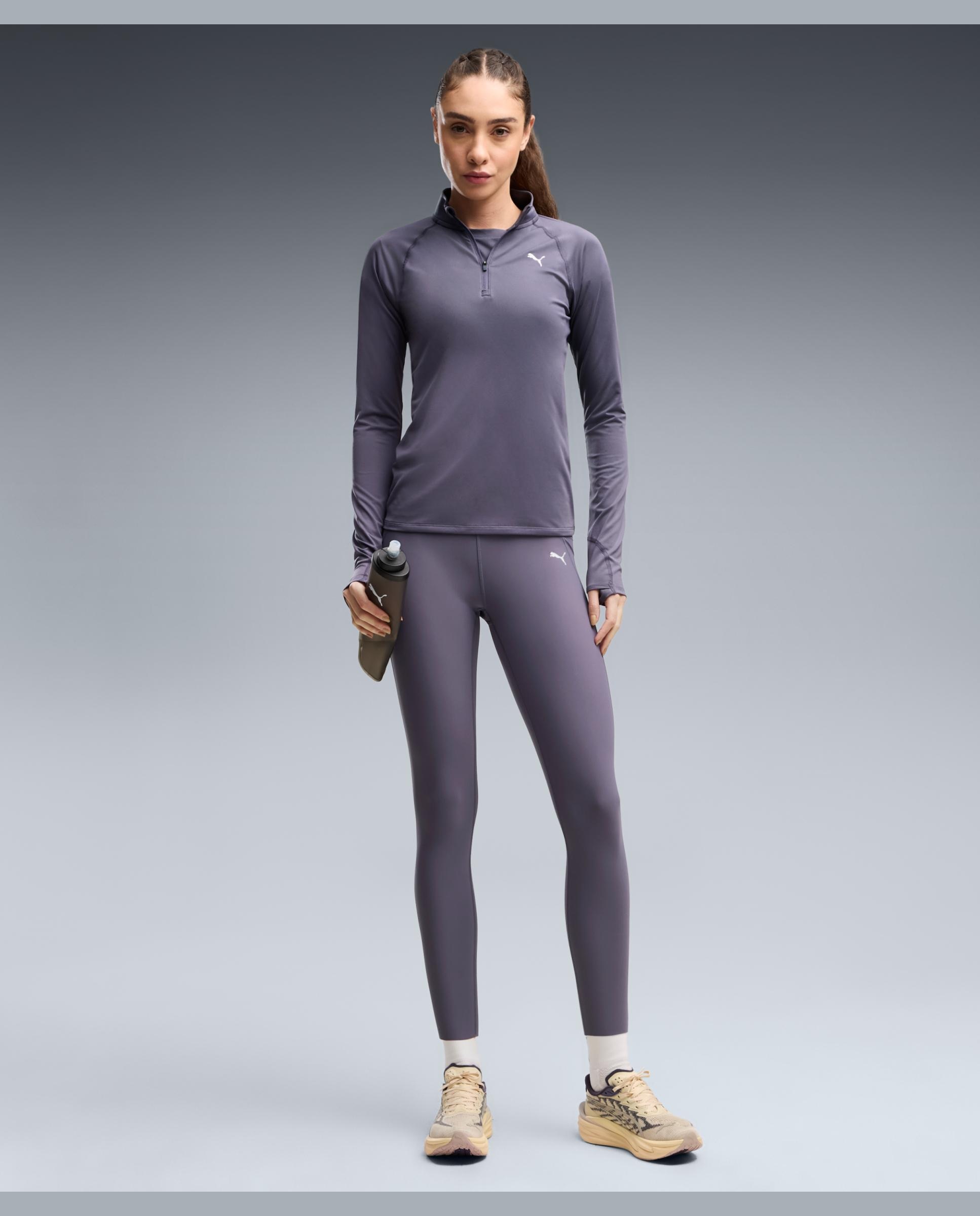 Camisola de Manga Comprida de Running de Mulher W Run Velocity Cloudspun 1/4 Z Roxo-5