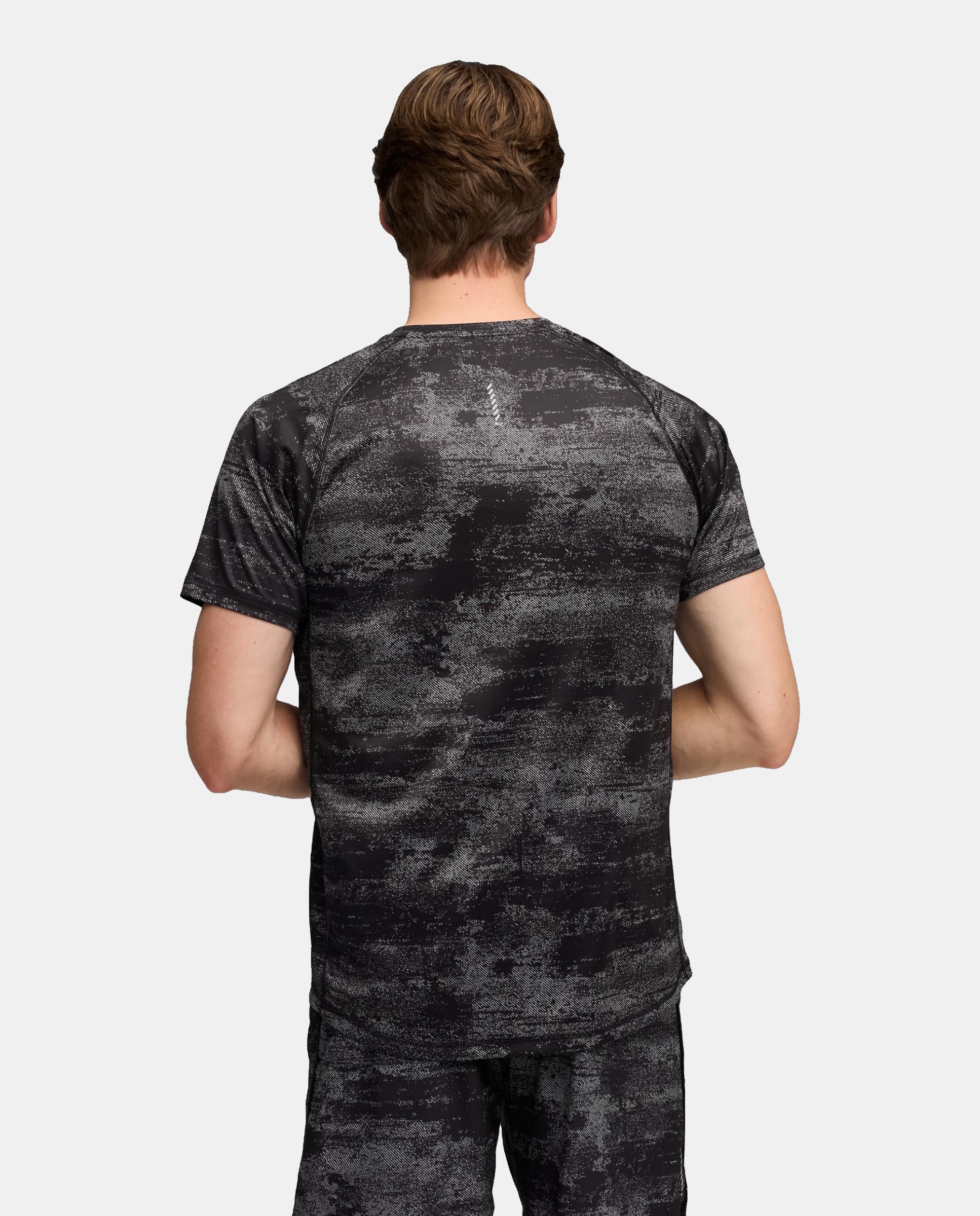 T-shirt de Manga Curta de Running de Homem M Run Velocity AOP Tee Preto-2