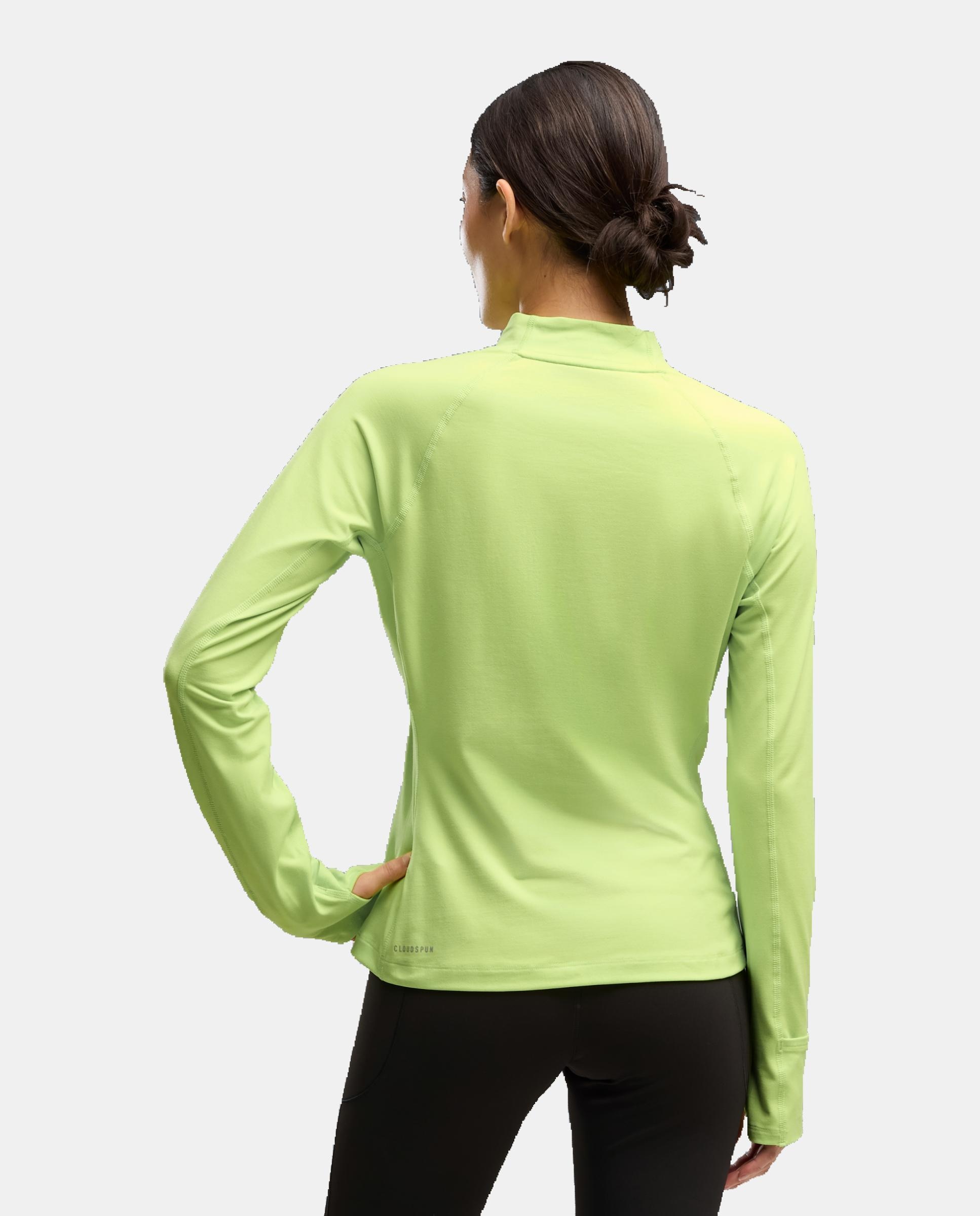 Camisola de Manga Comprida de Running de Mulher W Run Brightstride Cloudspun T Verde-2