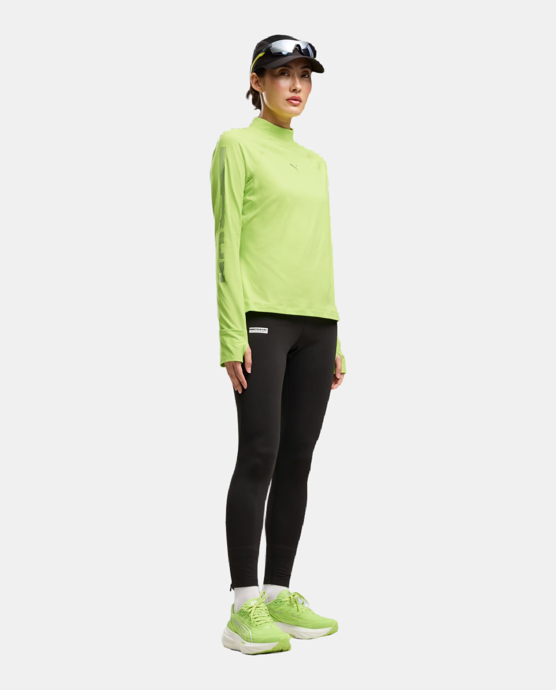 Camisola de Manga Comprida de Running de Mulher W Run Brightstride Cloudspun T Verde-4