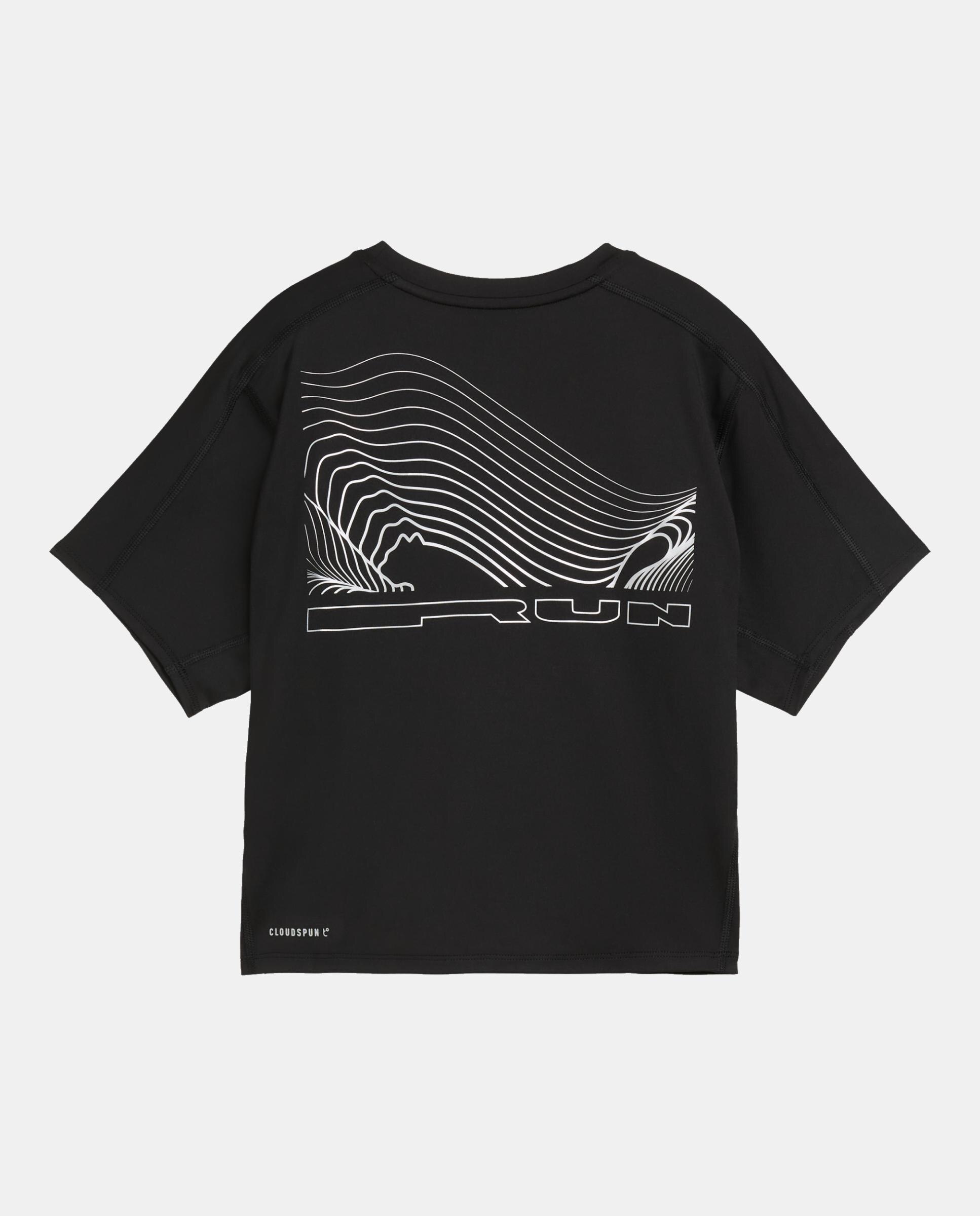 T-shirt de Manga Curta de Running de Mulher W Run BRIGHTSTRIDE Cloudspun T Preto-4