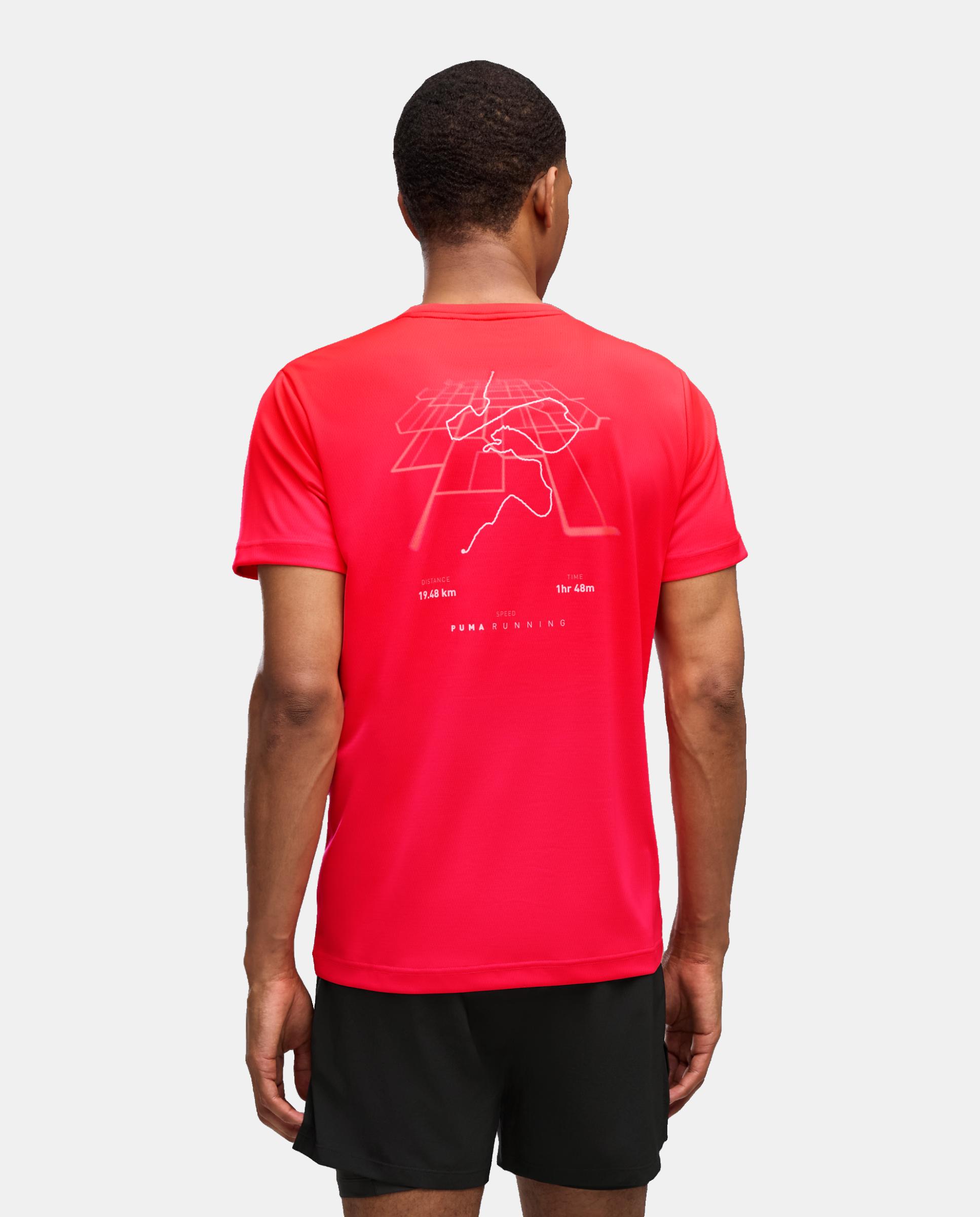 T-shirt de Manga Curta de Running de Homem M Run Illustrative Graphic Tee Vermelho-2