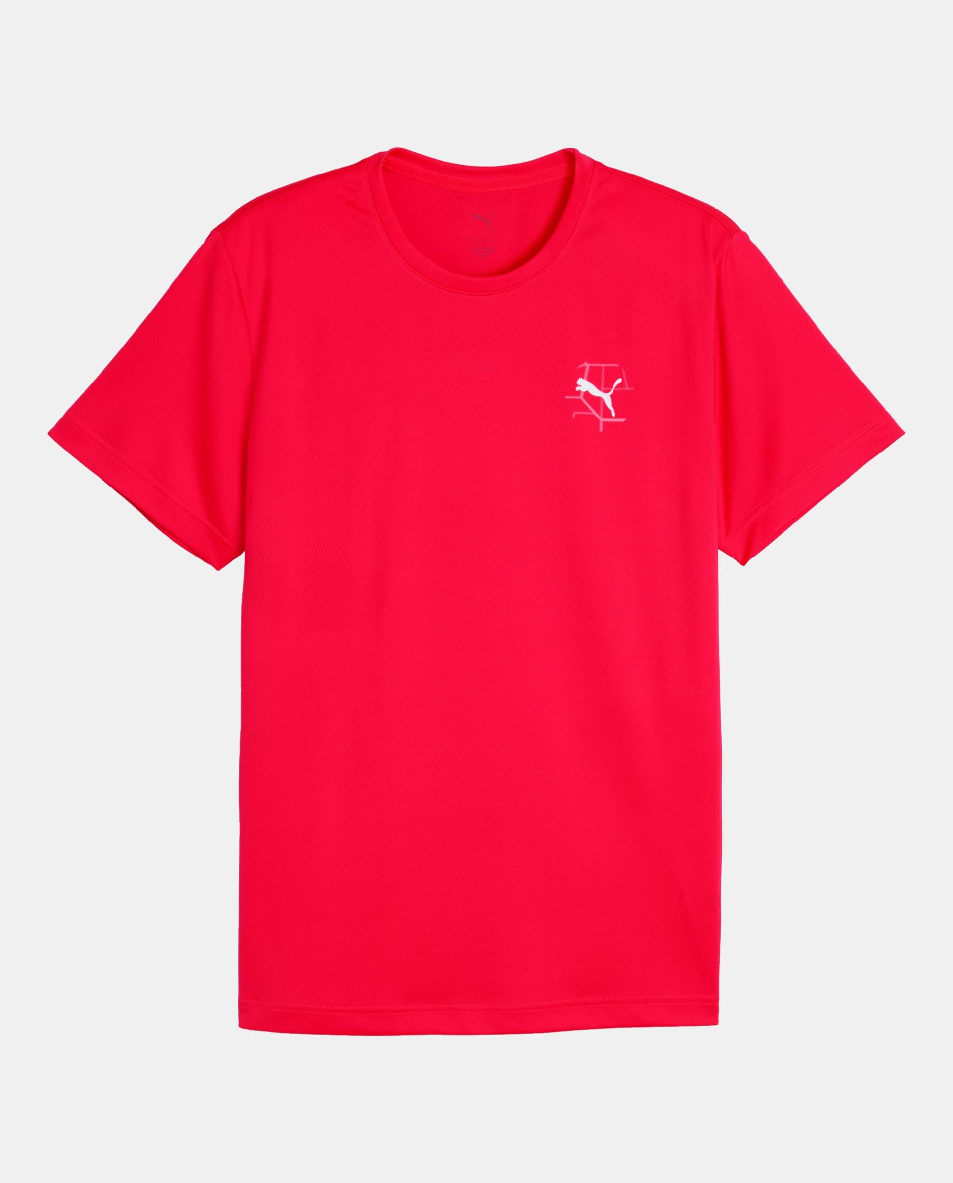 T-shirt de Manga Curta de Running de Homem M Run Illustrative Graphic Tee Vermelho-3