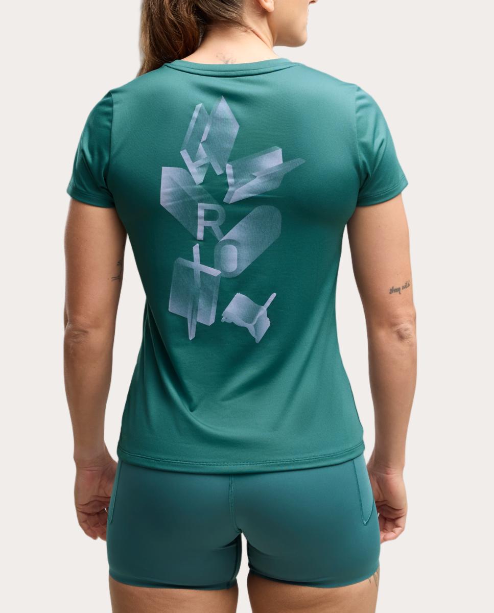 T-Shirt de Training de Mulher W Puma X Hyrox Poly Graphic Te Puma Verde-2
