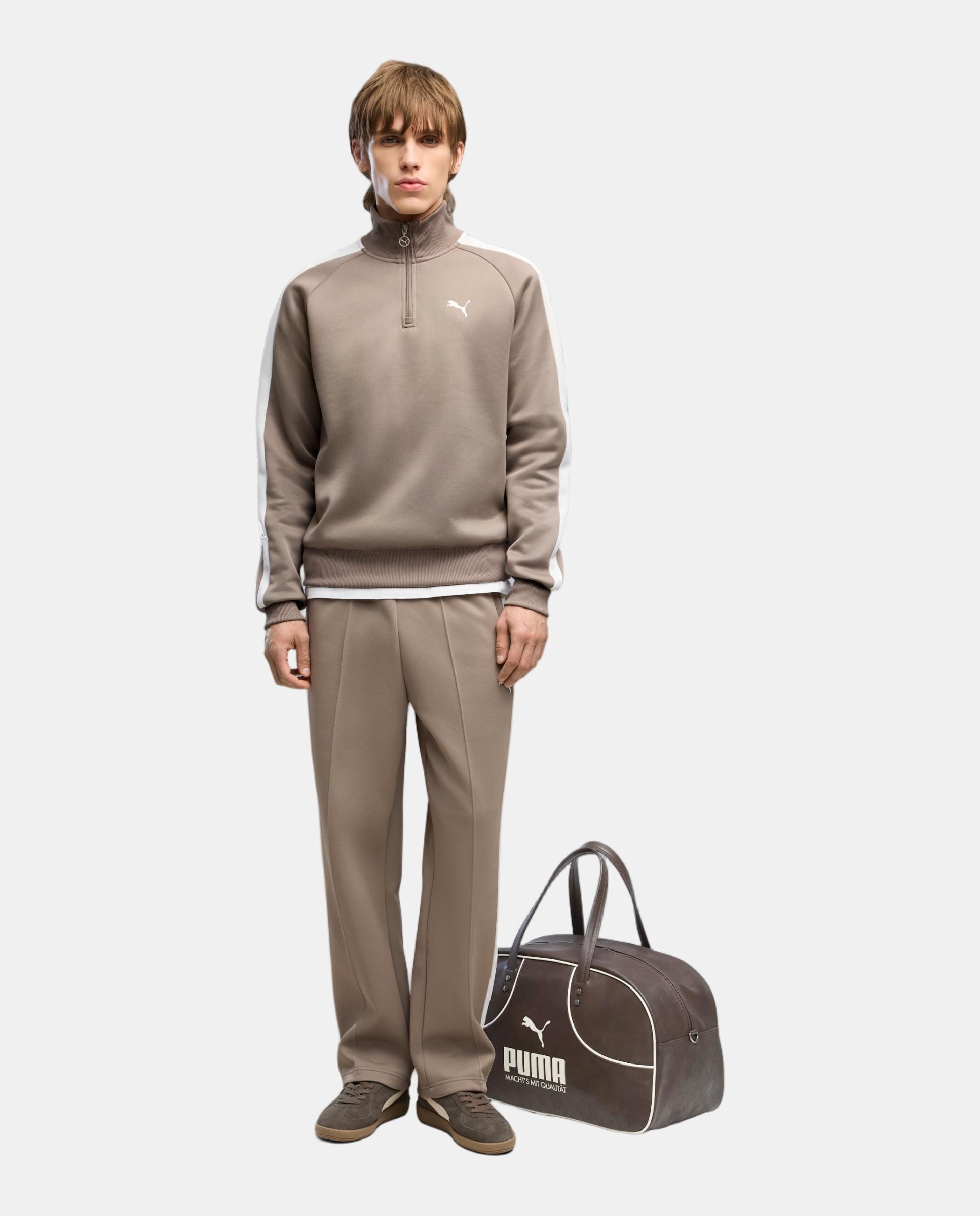 Sweatshirt  Casual de Homem T7 Family Quarter Zip Track Ja Puma Castanho-5