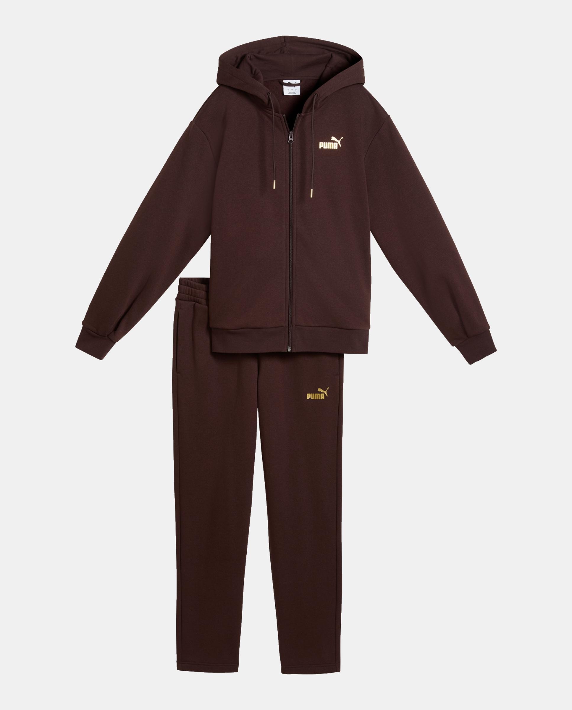Fato de Treino Casual de Mulher Metallic Hooded Standard Sweat Puma Castanho-3