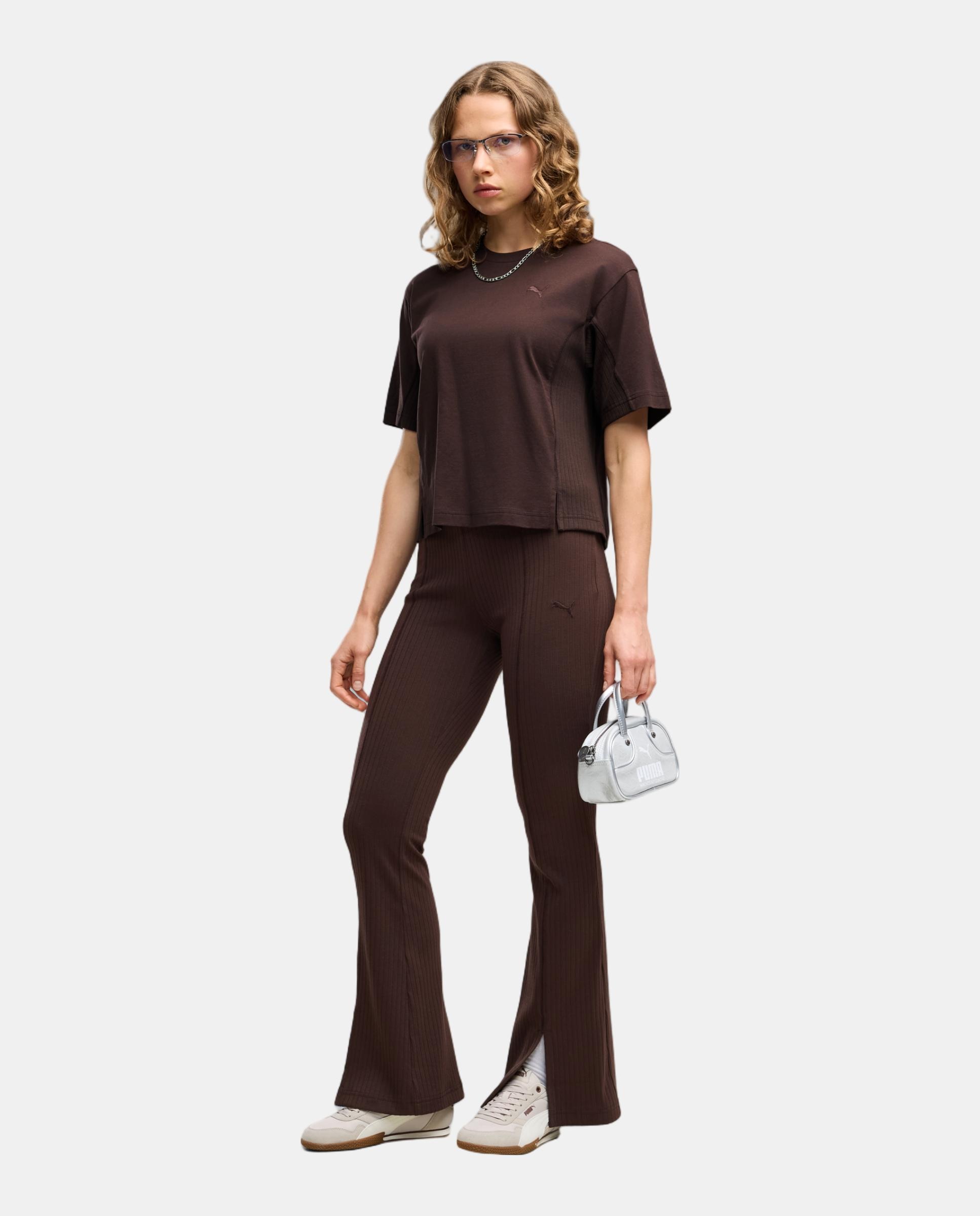 T-Shirt M/C Casual de Mulher Her Relaxed Tee Puma Castanho-5