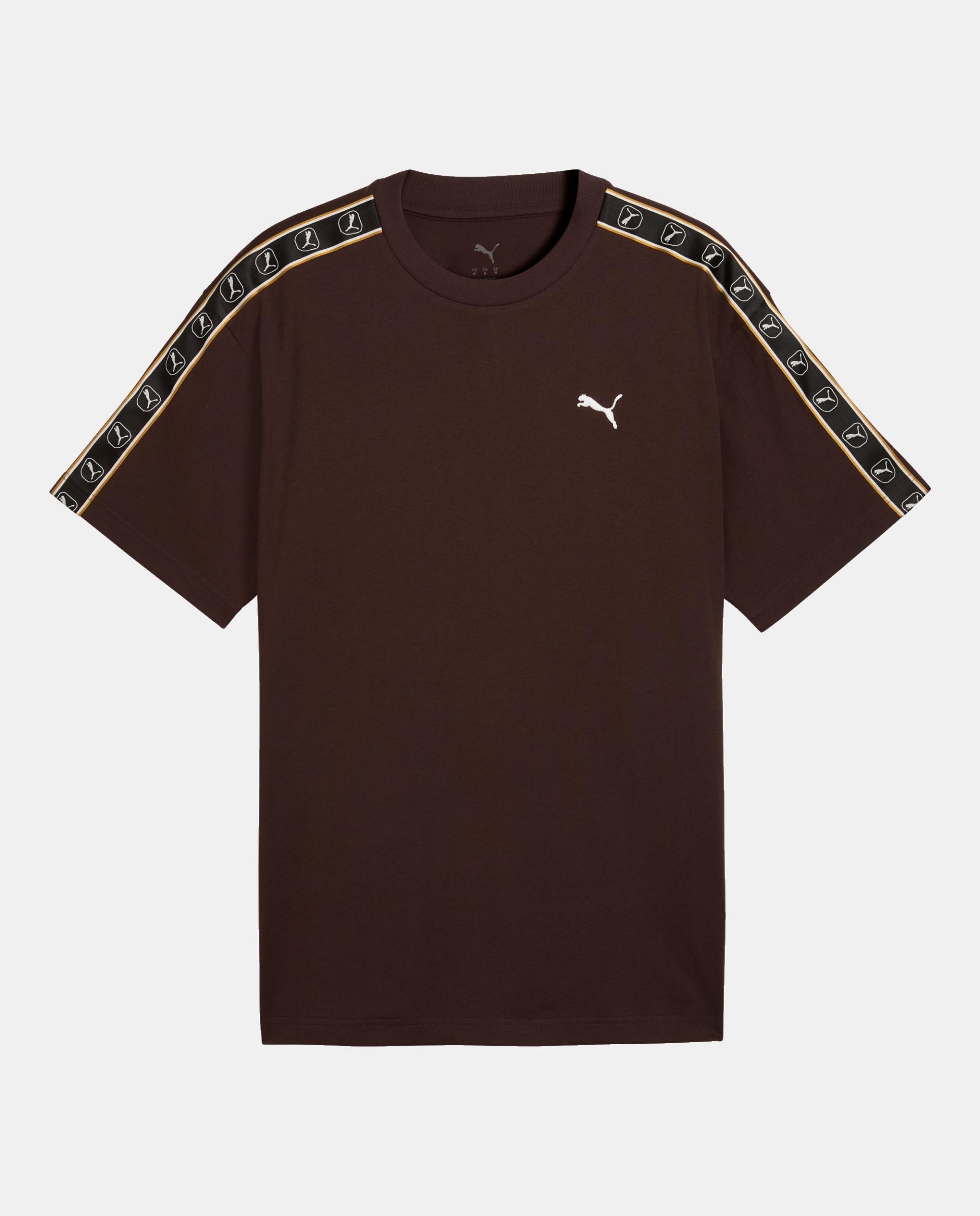 T-Shirt M/C Casual de Homem Ess Elevated Tape Relaxed Tee Puma Castanho-3